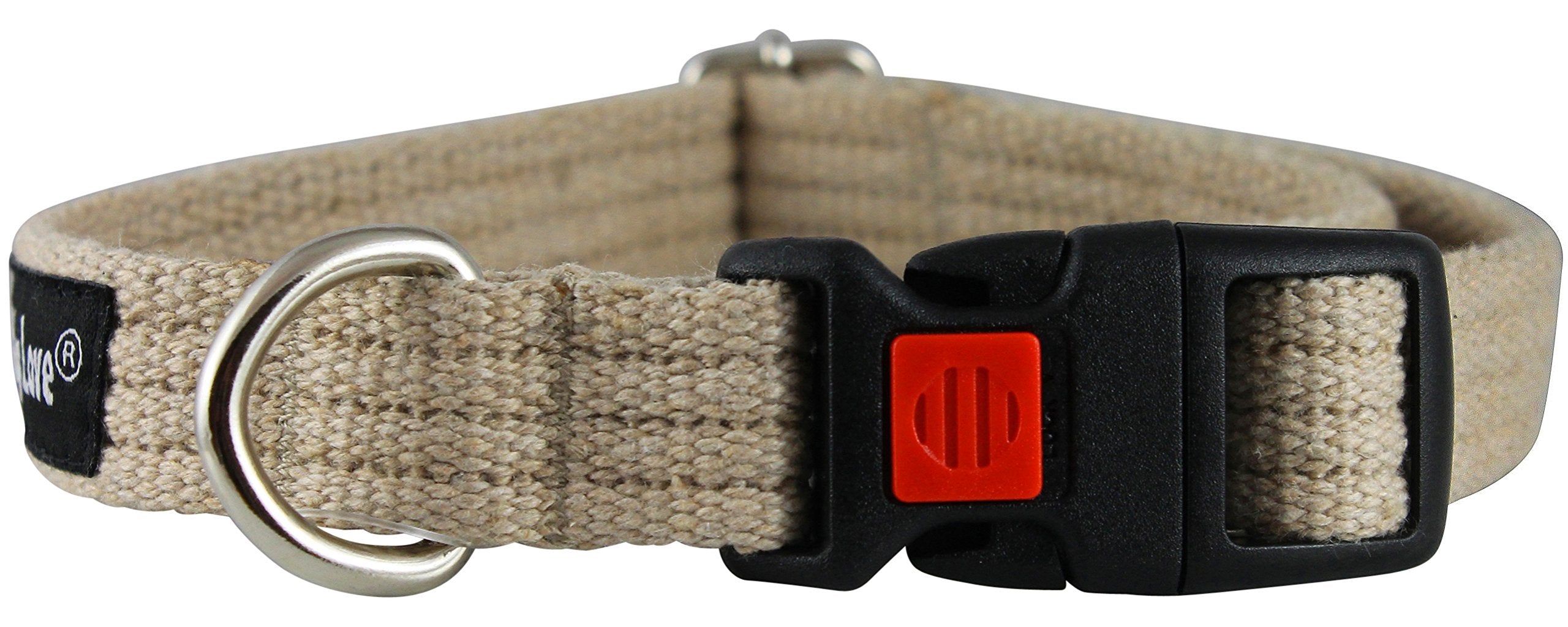 Cotton Web Adjustable Dog Collar With Locking Device 4 Sizes Beige (Small: Neck 11.5'-15.5'; Width 1/2')