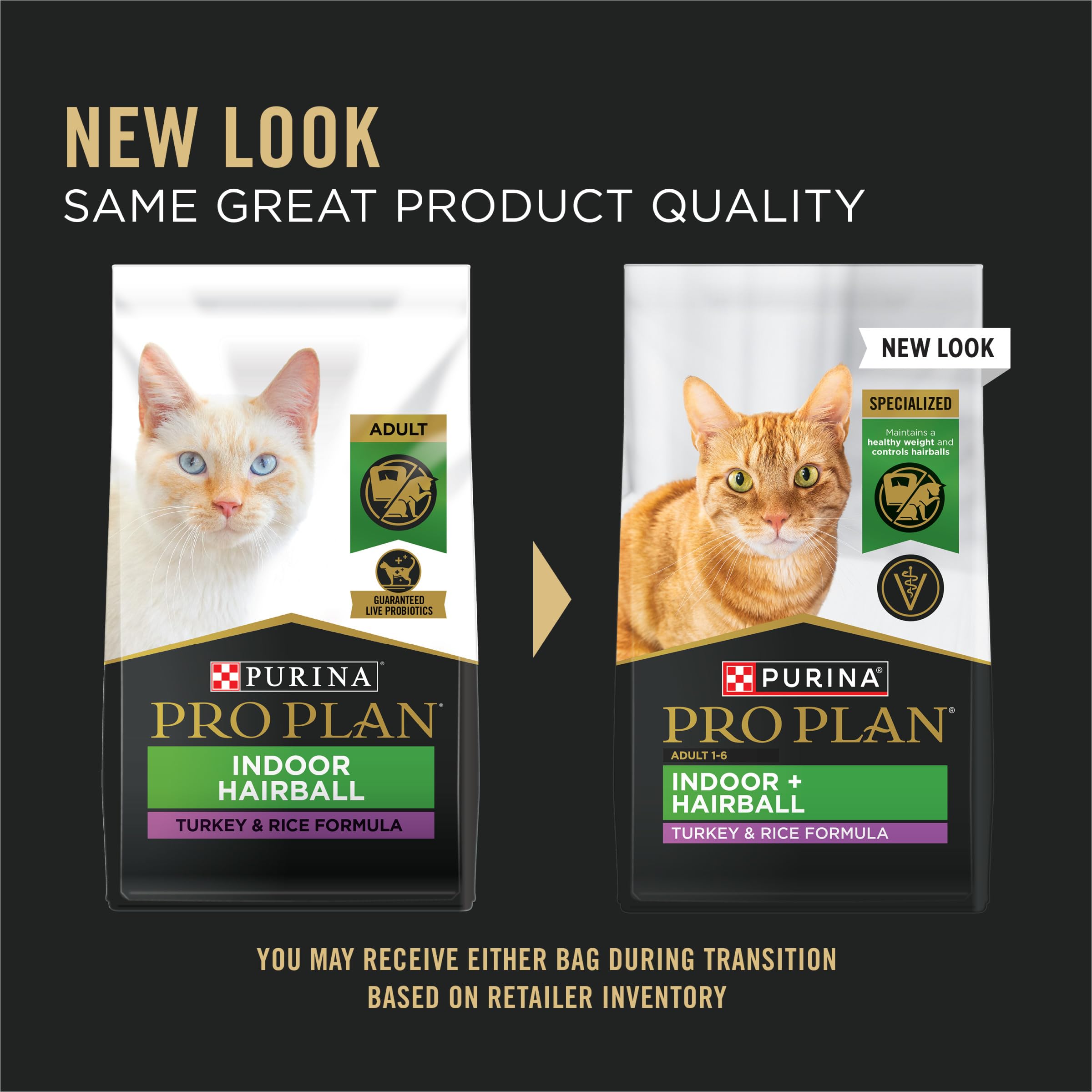 Purina Pro Plan Hairball Management, Indoor Cat Food, Turkey and Rice Formula - 7 lb. Bag