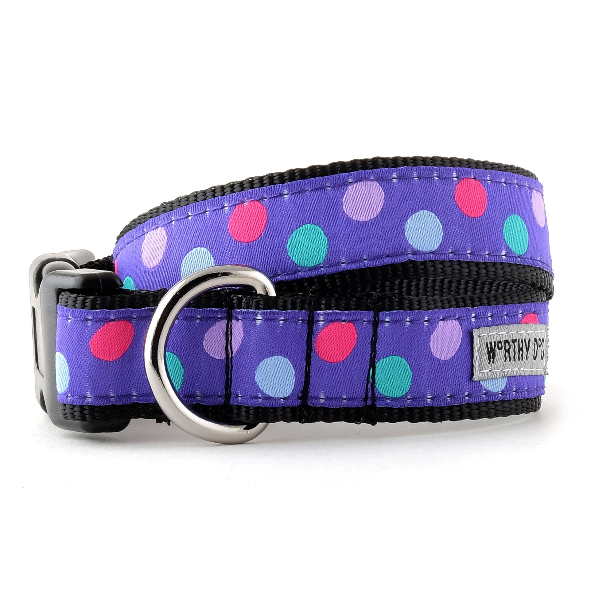 The Worthy Dog Gumball Purple Dog Collar, High Density Comfortable Nylon Pets Collar With Strong Quick Release Buckle, Fits Xs Size Dogs Purple