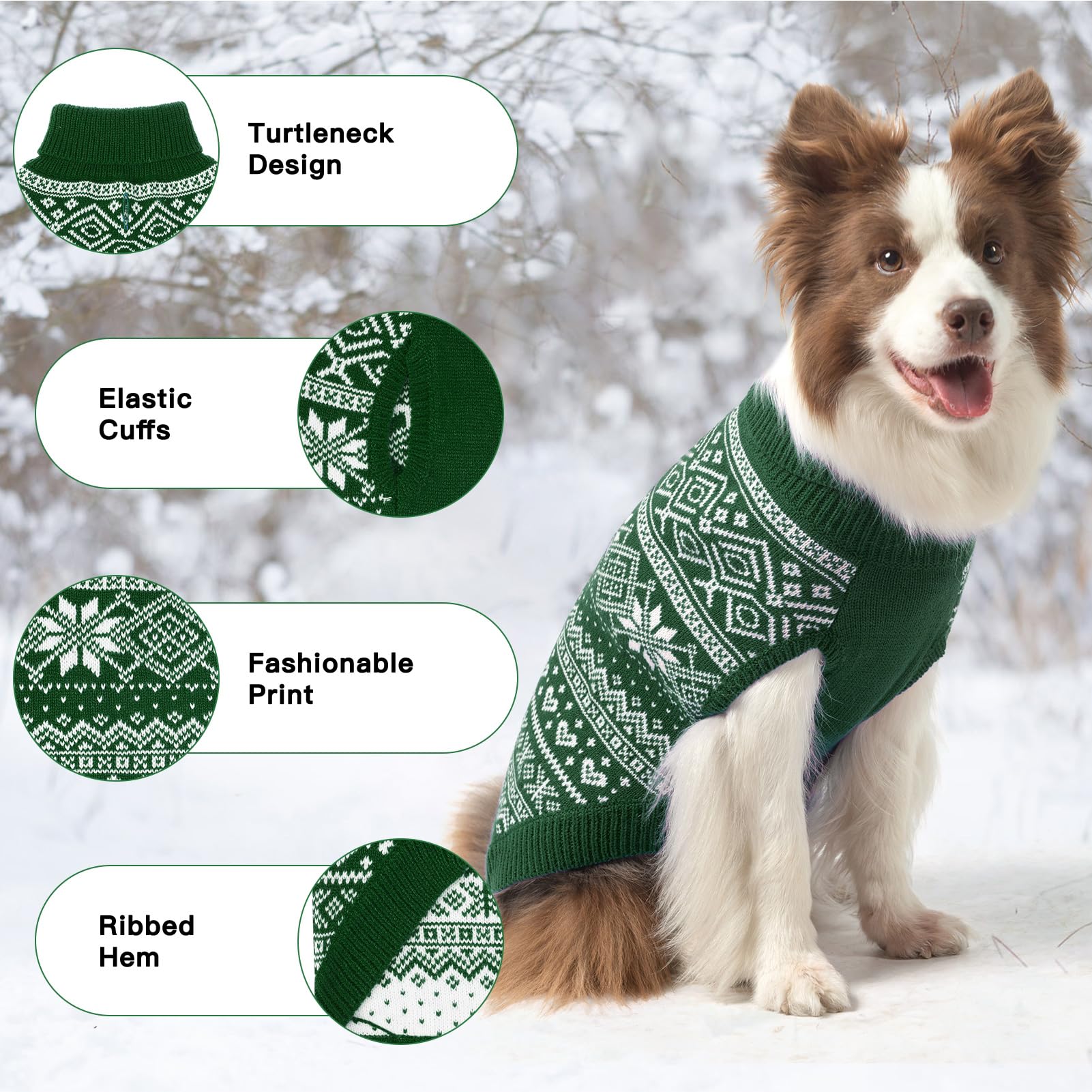 HOMIMP Dog Sweater Argyle - Warm Sweater Winter Clothes Puppy Soft Coat, Ugly Dog Sweater for Small Medium and Large Dogs, Pet C