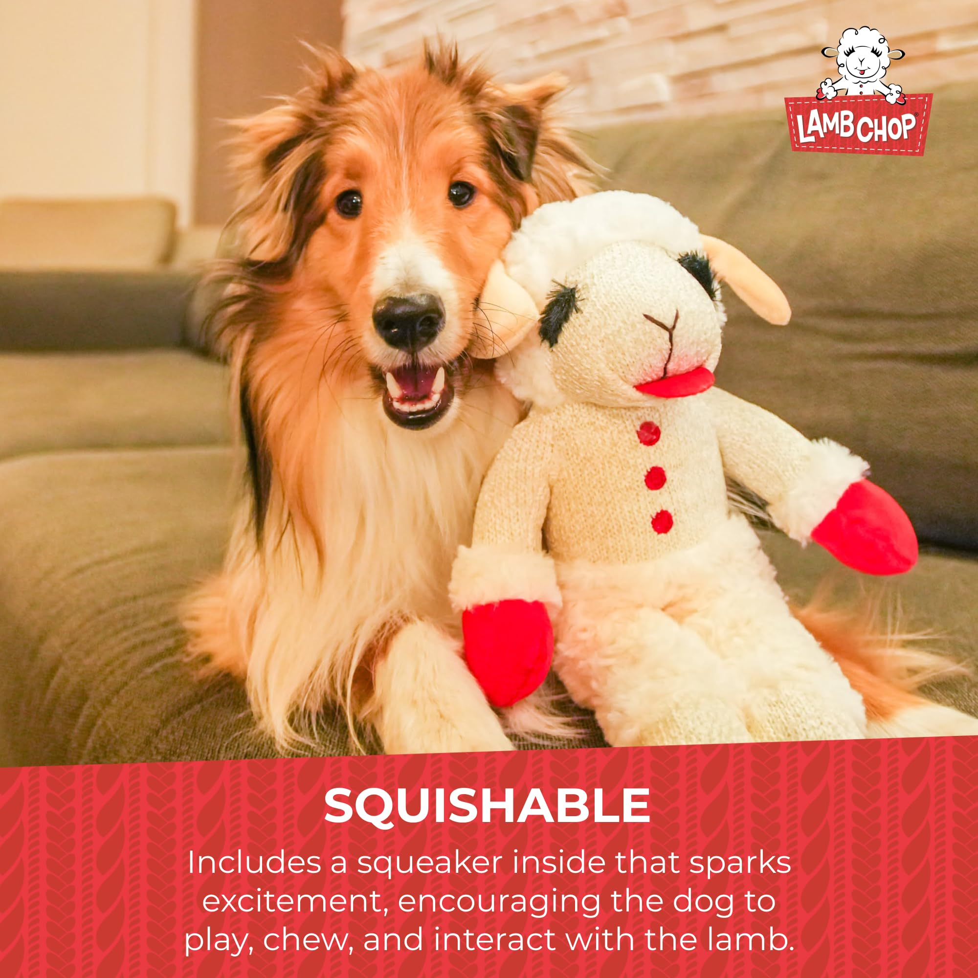 Multipet's Officially Licensed Lamb Chop Jumbo White Plush Dog Toy, 24-Inch