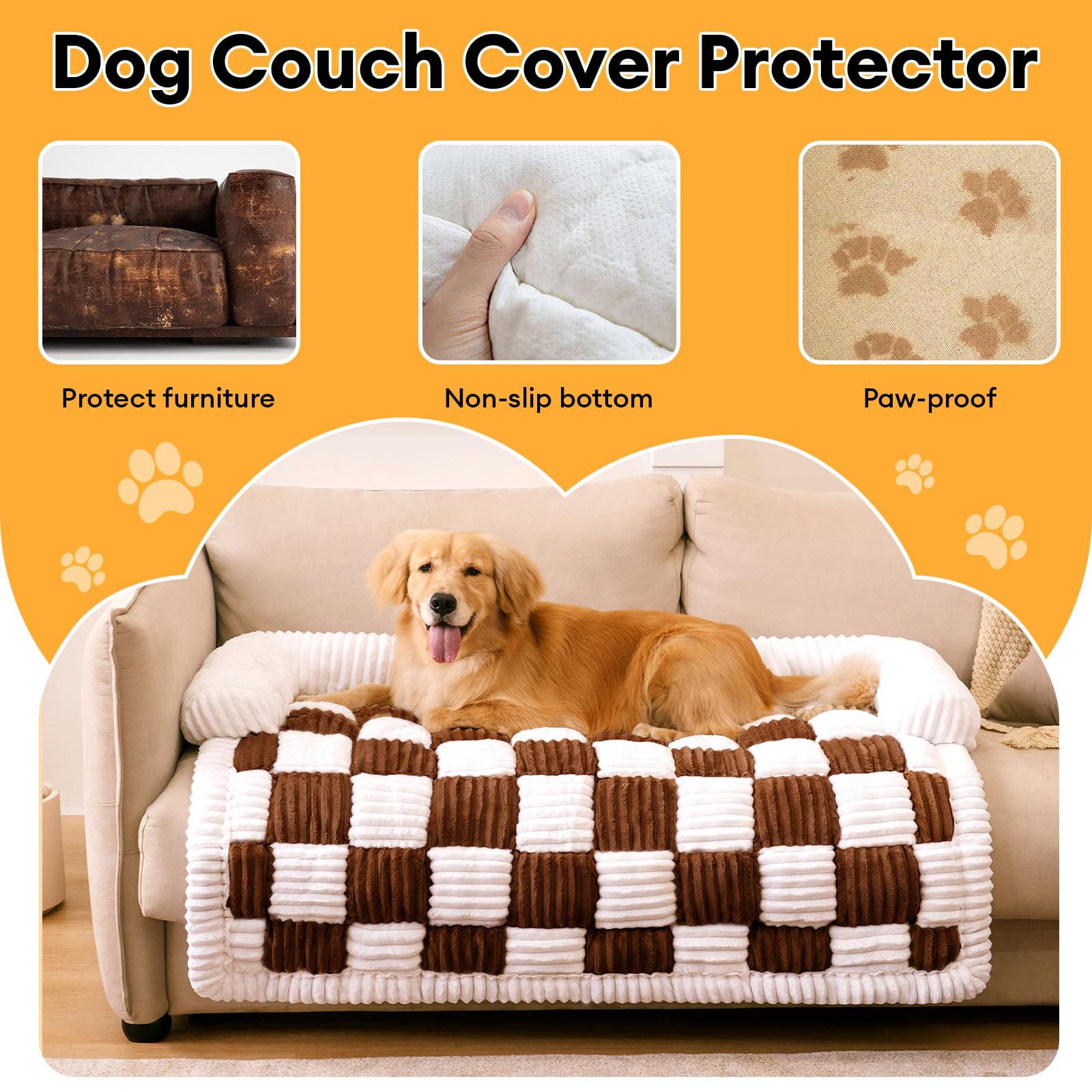 Funny Fuzzy Pet Couch Covers For Sofa, Dog Couch Bed For Furniture Protector, Pet Bed Mat, Couch Cover For Dogs Washable Non Sli