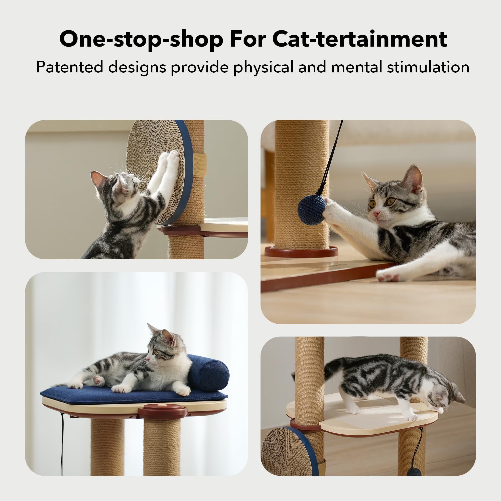 Petlibro Infinity Cat Tree Tower For Indoor Cats, Modular Design With Cat Bed, Toy, Felt Pads, Sisal Scratching Posts, 2-Second