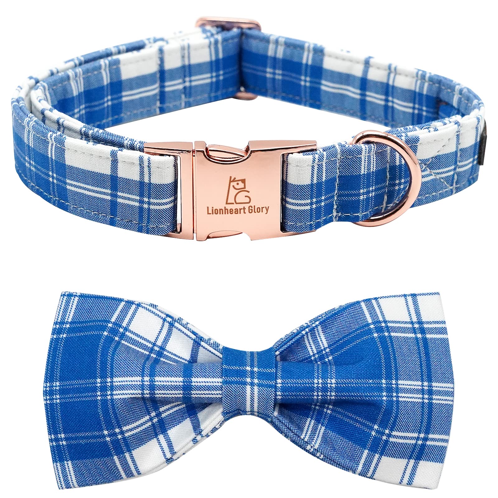 Lionheart Glory Dog Collar, Boy Dog Collar Bowtie Blue Adjustable Dog Bowtie Collar Bows Dog Collar For Large Dogs