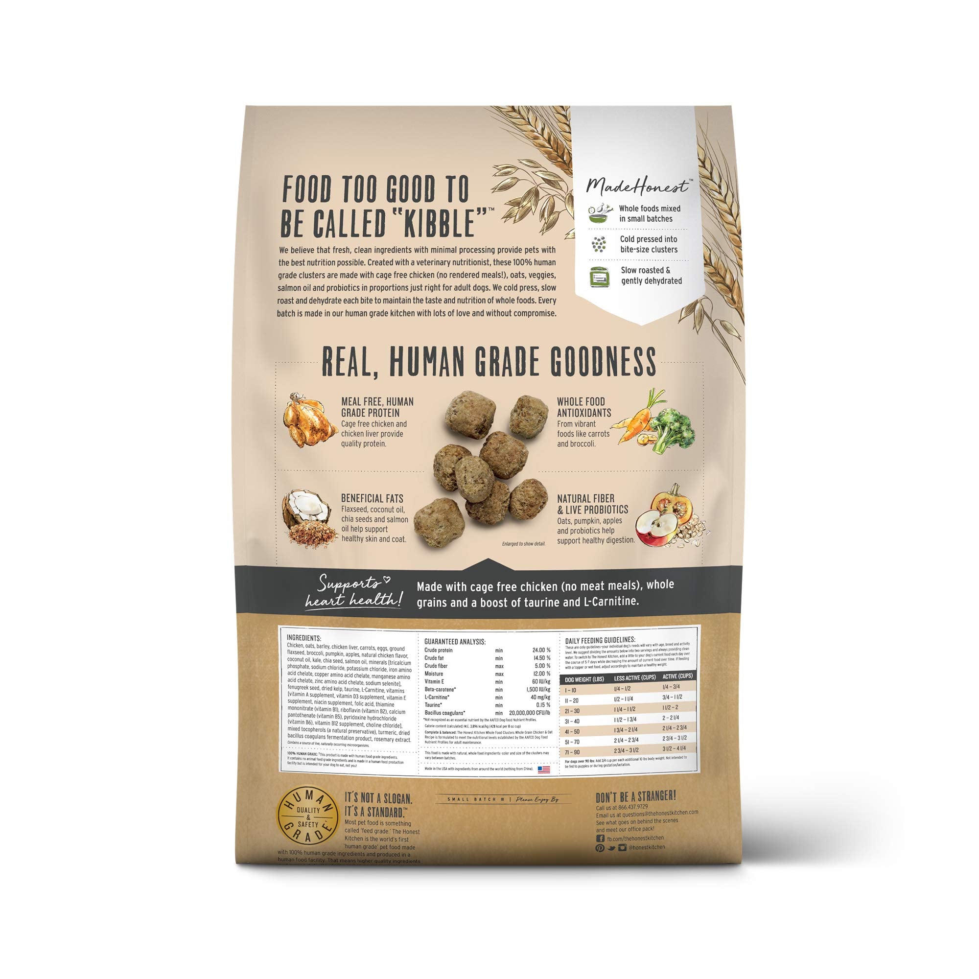 The Honest Kitchen Whole Food Clusters Whole Grain Chicken & Oat Dry Dog Food, 20 lb Bag