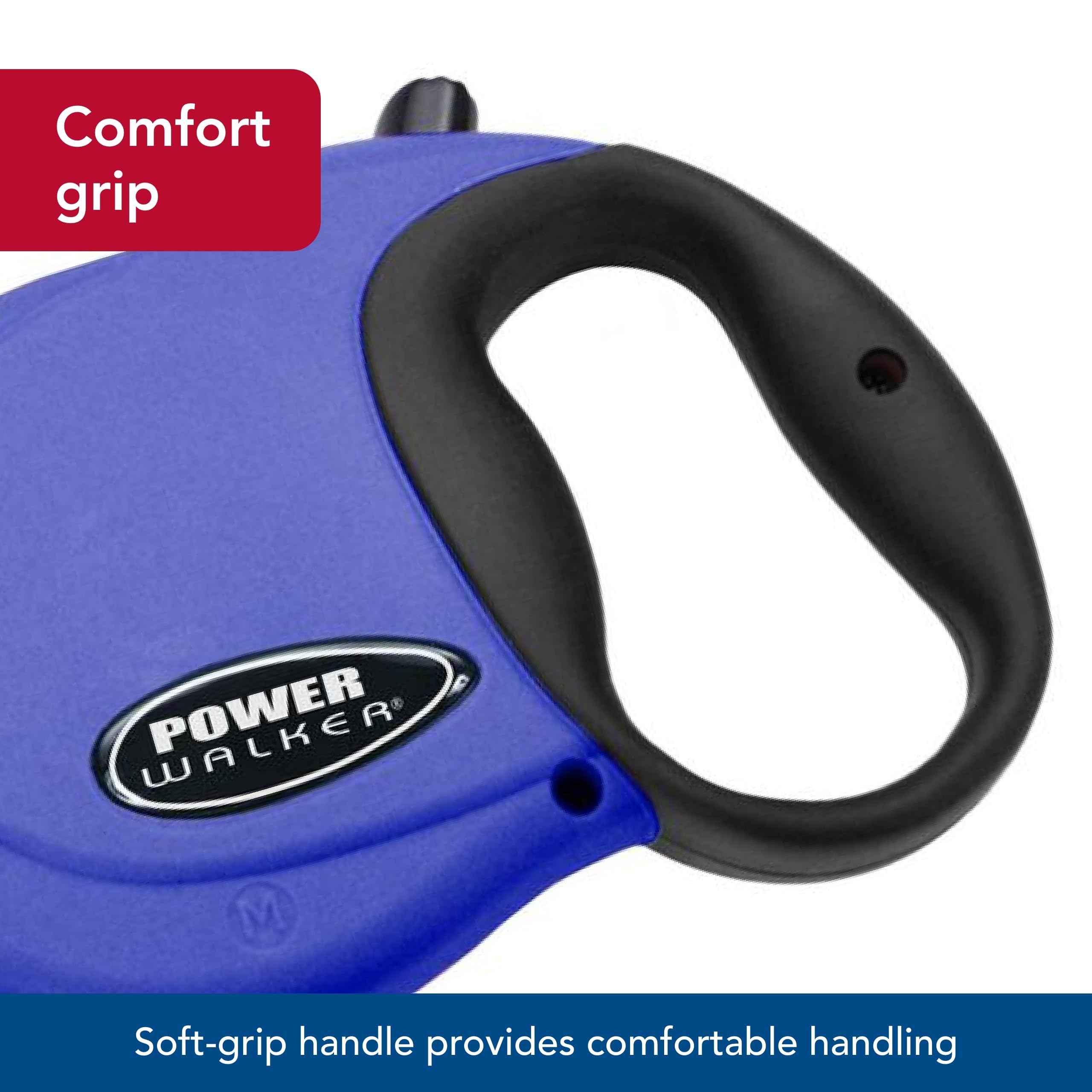 Coastal Pet Power Walker Dog Retractable Leash - Reflective Dog Leash - Stop-And-Release Control Button - Comfort Grip Handle - Blue - Large