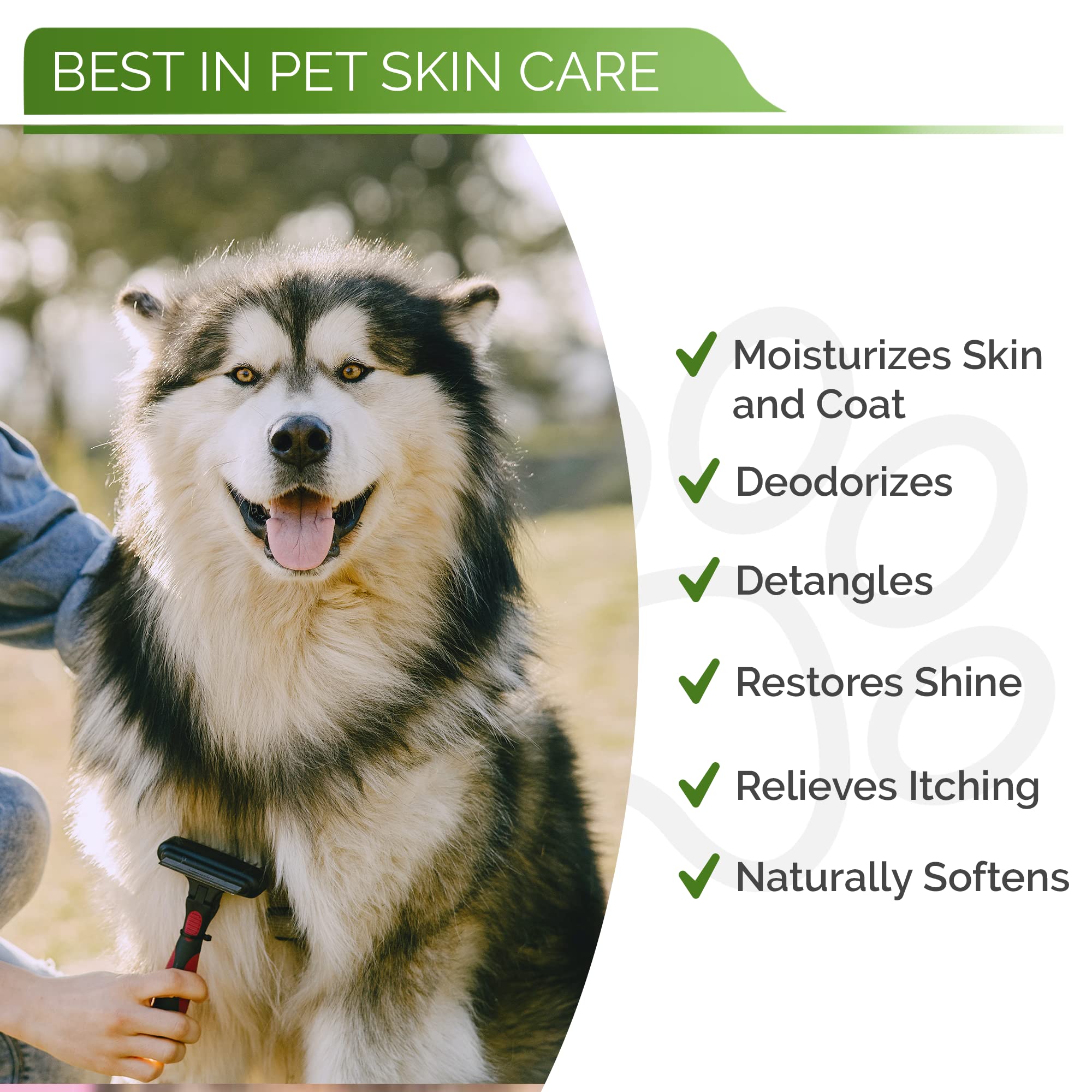 Hypoallergenic Dog Coat Conditioner- Detangles & Softens Fur, Calms Itching & Dryness, Organic Aloe Vera & Manuka Honey Soothes