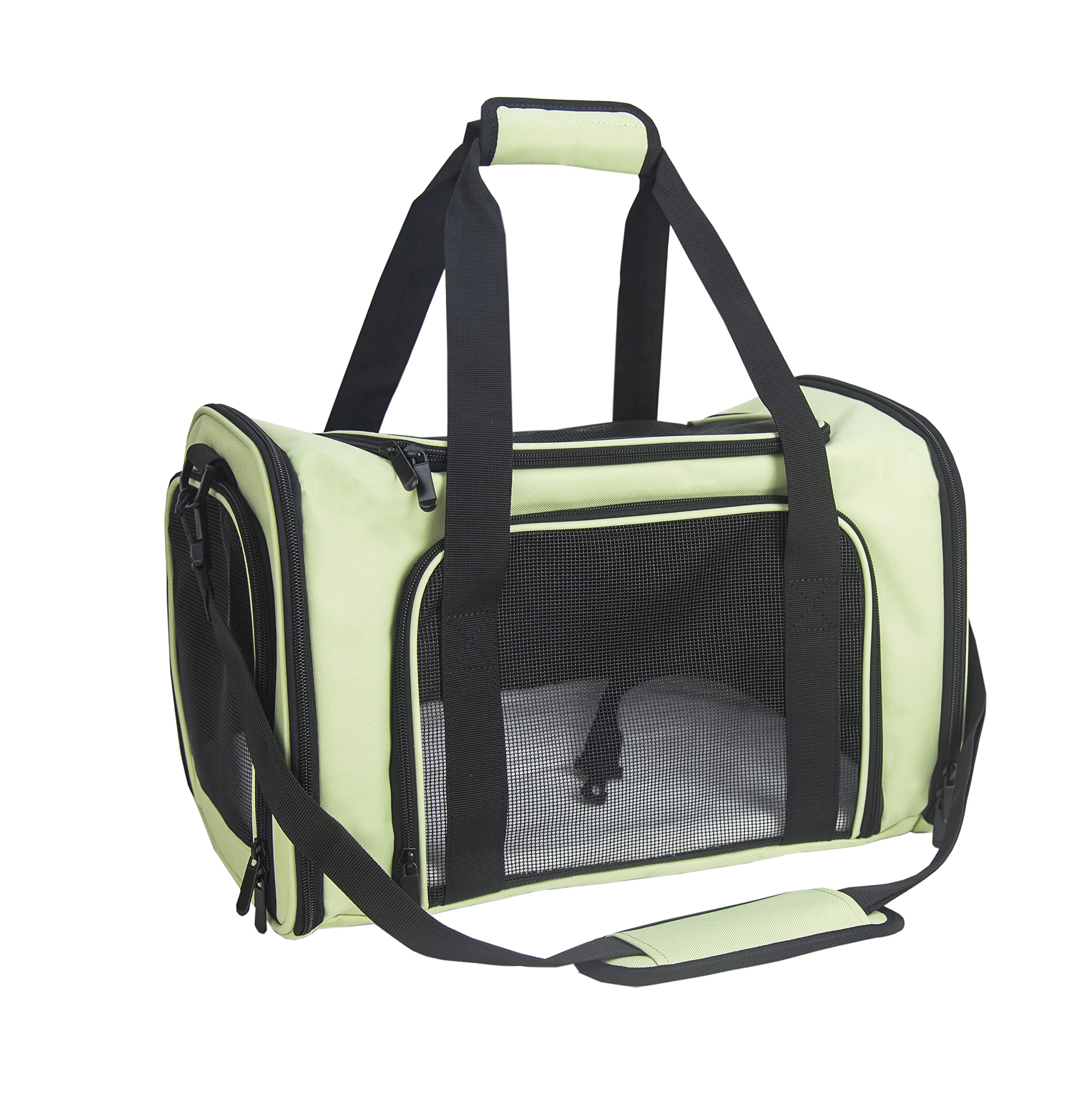 Nextfri Soft Sided Carrier For Small Medium Cats Dogs,Removable Pad Collapsible Travel Pet Carrier Large Green