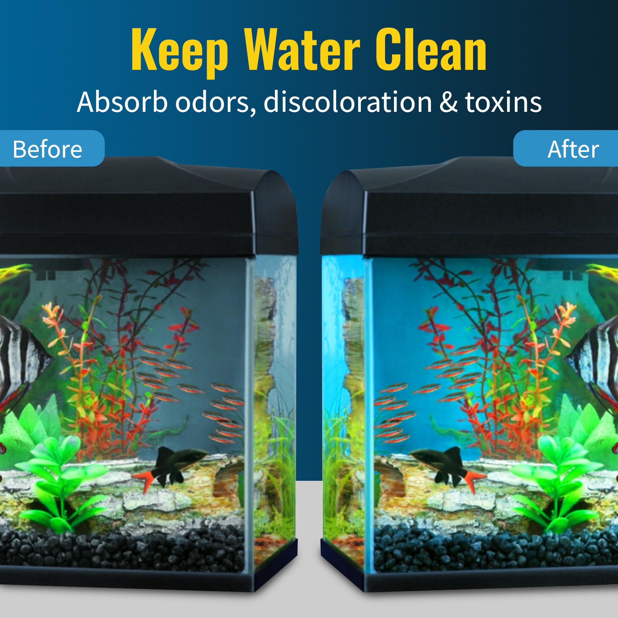 Aquarium Carbon Pad - Cut To Fit Carbon Infused Filter Pad Media For Clean & Clear Fish Tank And Ponds (Carbon Filter - 5/8'' Th