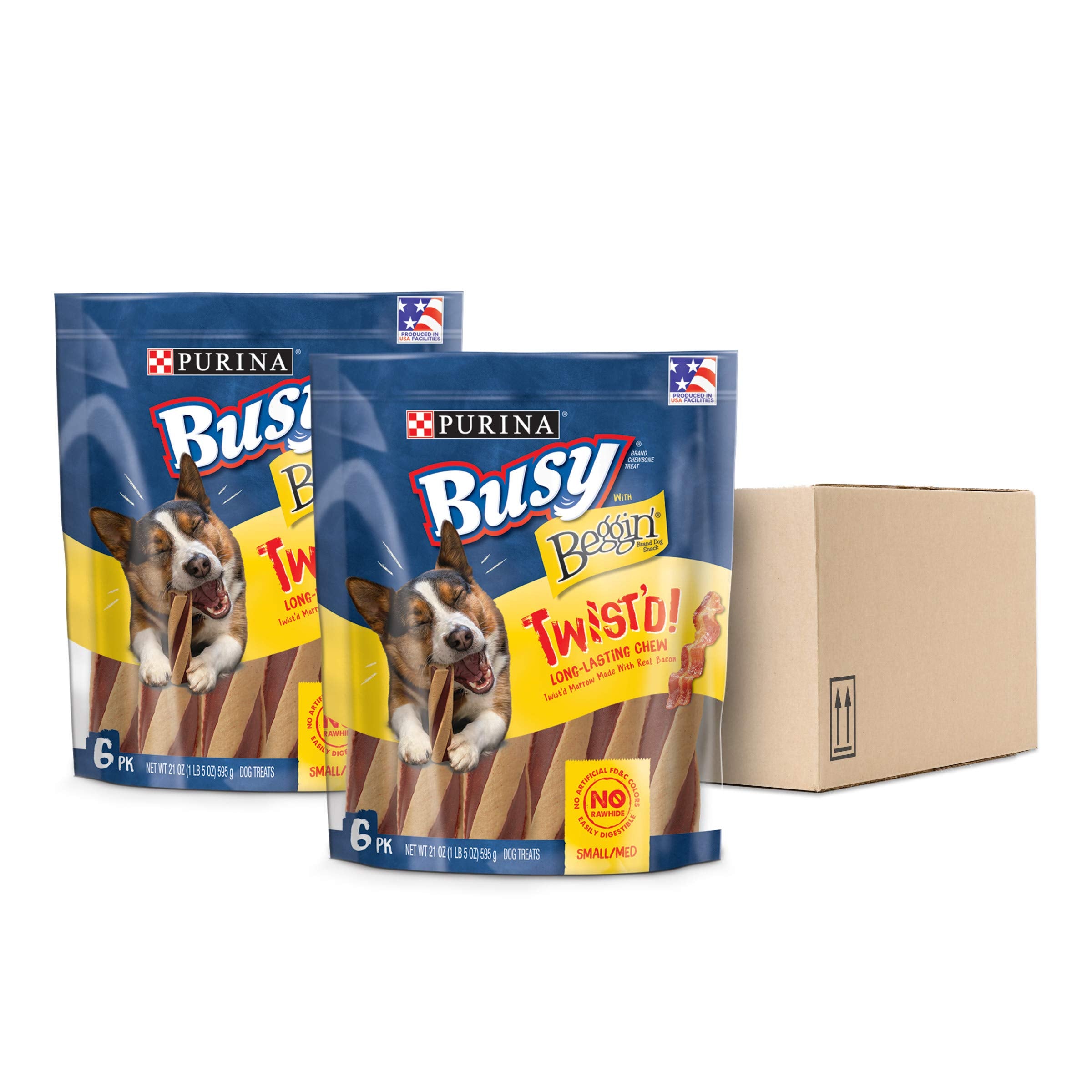 Purina Busy With Beggin  Made in USA Facilities Small/Medium Breed Dog Treats, Twist d - (Pack of 2) 6 ct. Pouches