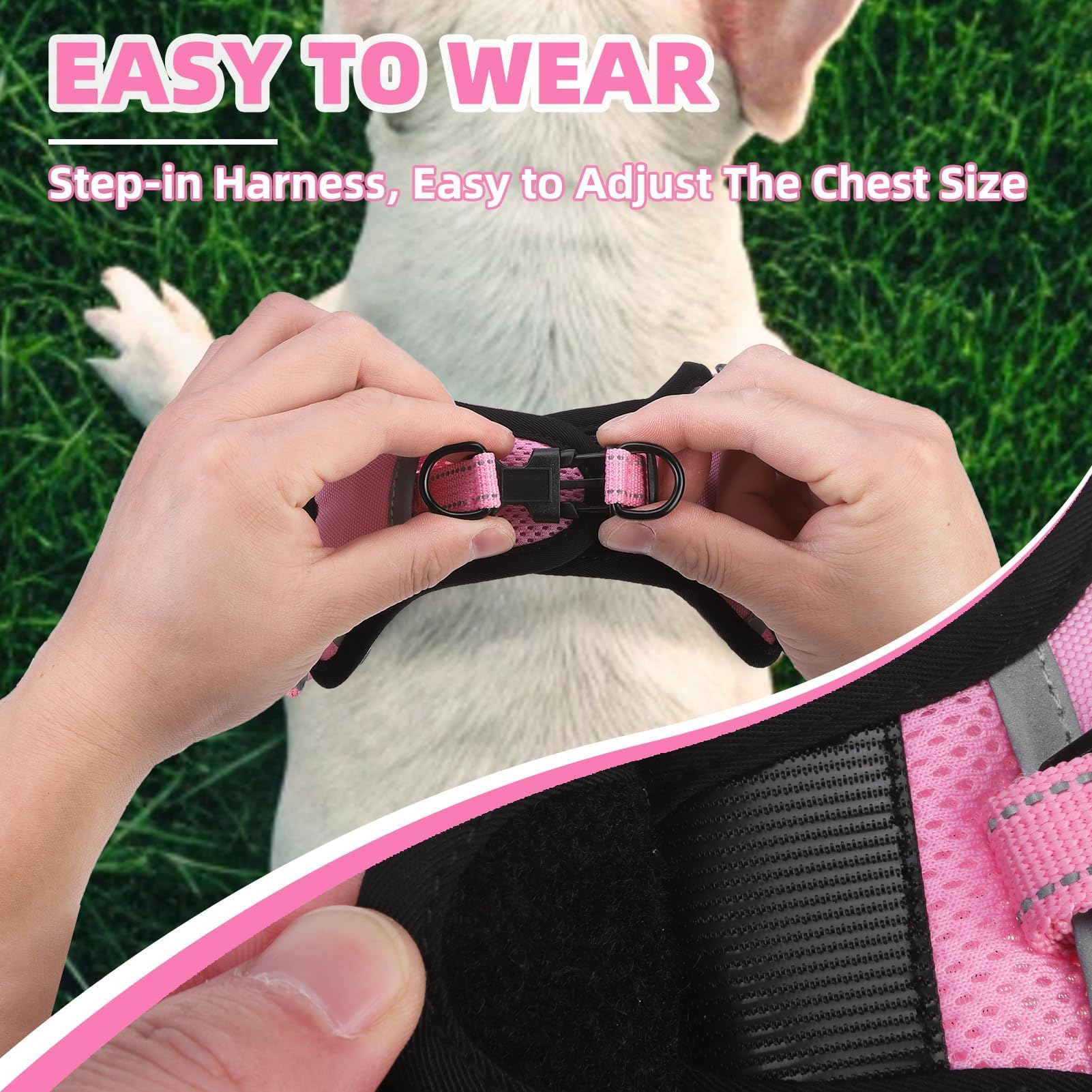 Pupteck No Pull Dog Harness Small Sized Dog, Adjustable Reflective Escape Proof Easy Control, Comfortable Soft Padded Step In Pe