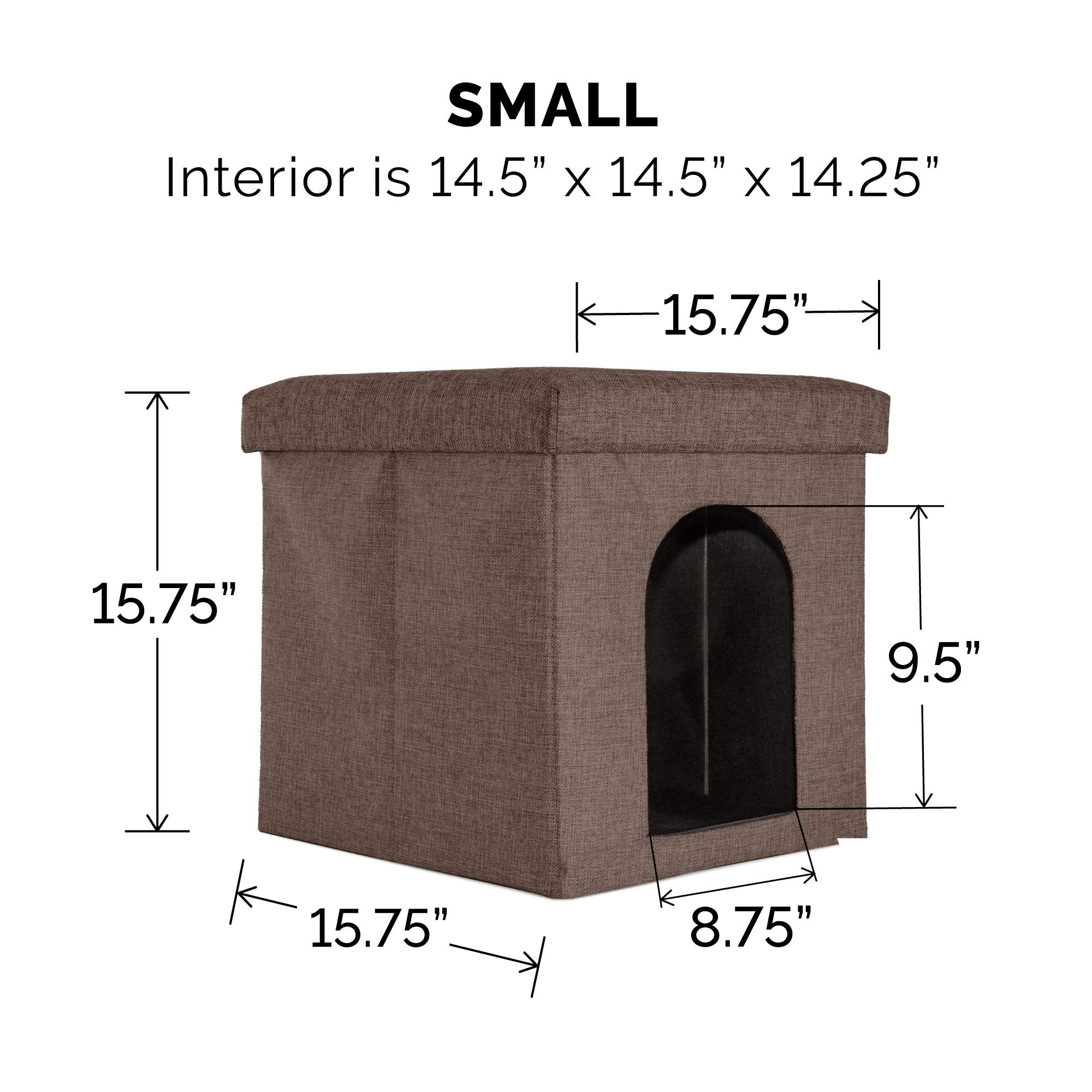 Furhaven Small Pet House Collapsible Ottoman-Footstool Condo Pet Bed - Coconut Brown, Small