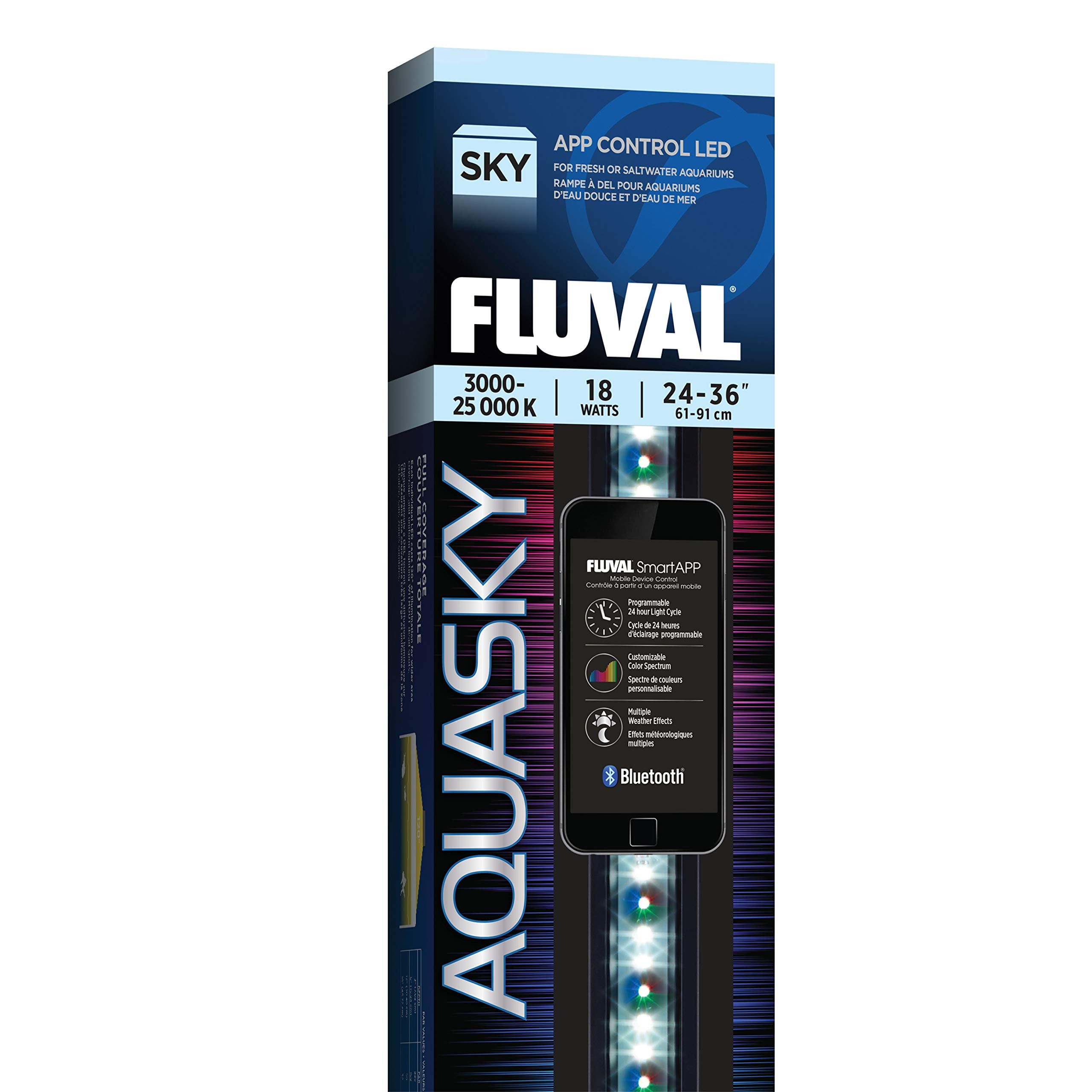 Fluval Aquasky 2.0 Led Aquarium Lighting, 18 Watts, 24-36 Inches