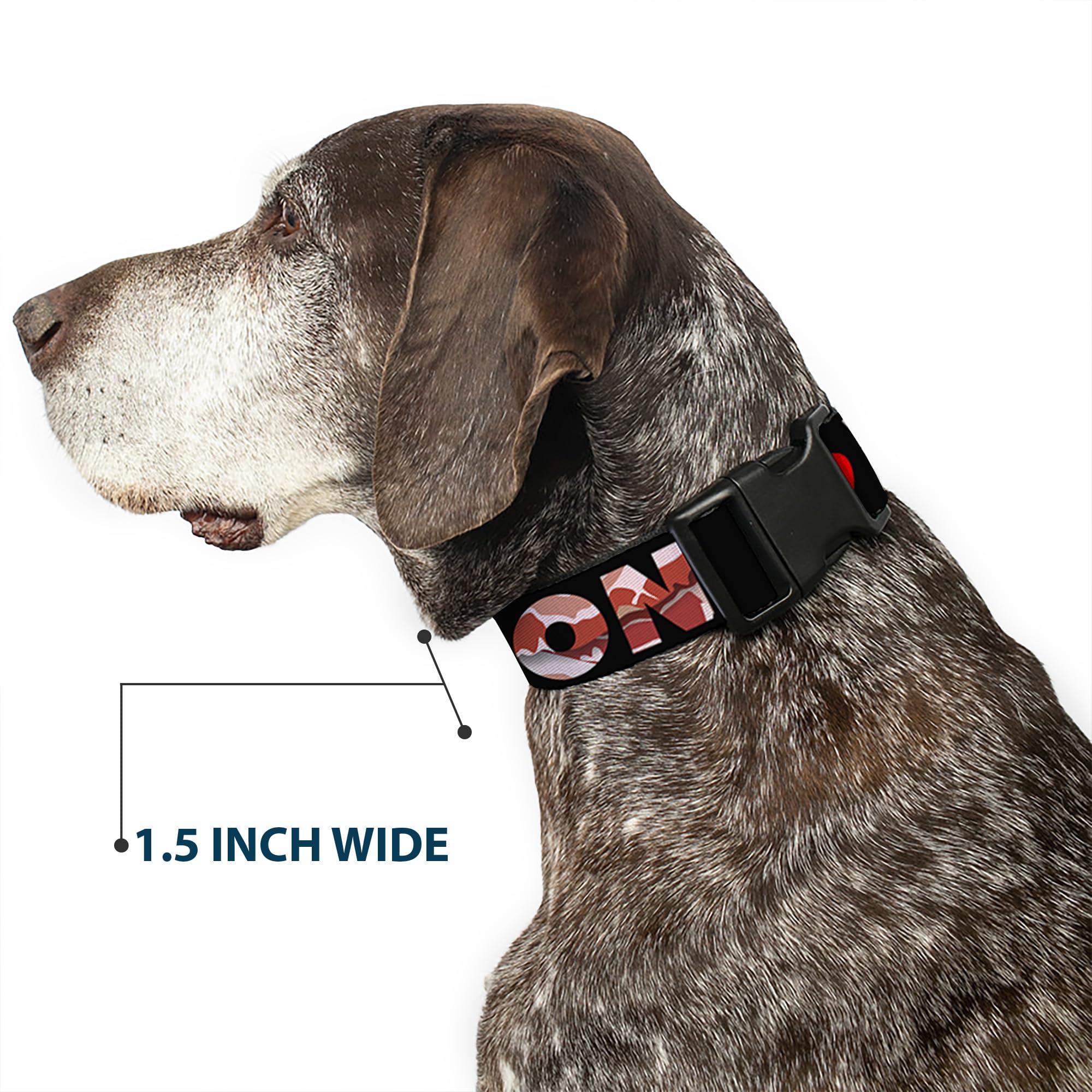 Buckle-Down 13-18 I Heart Bacon Black Plastic Clip Collar, Wide Small