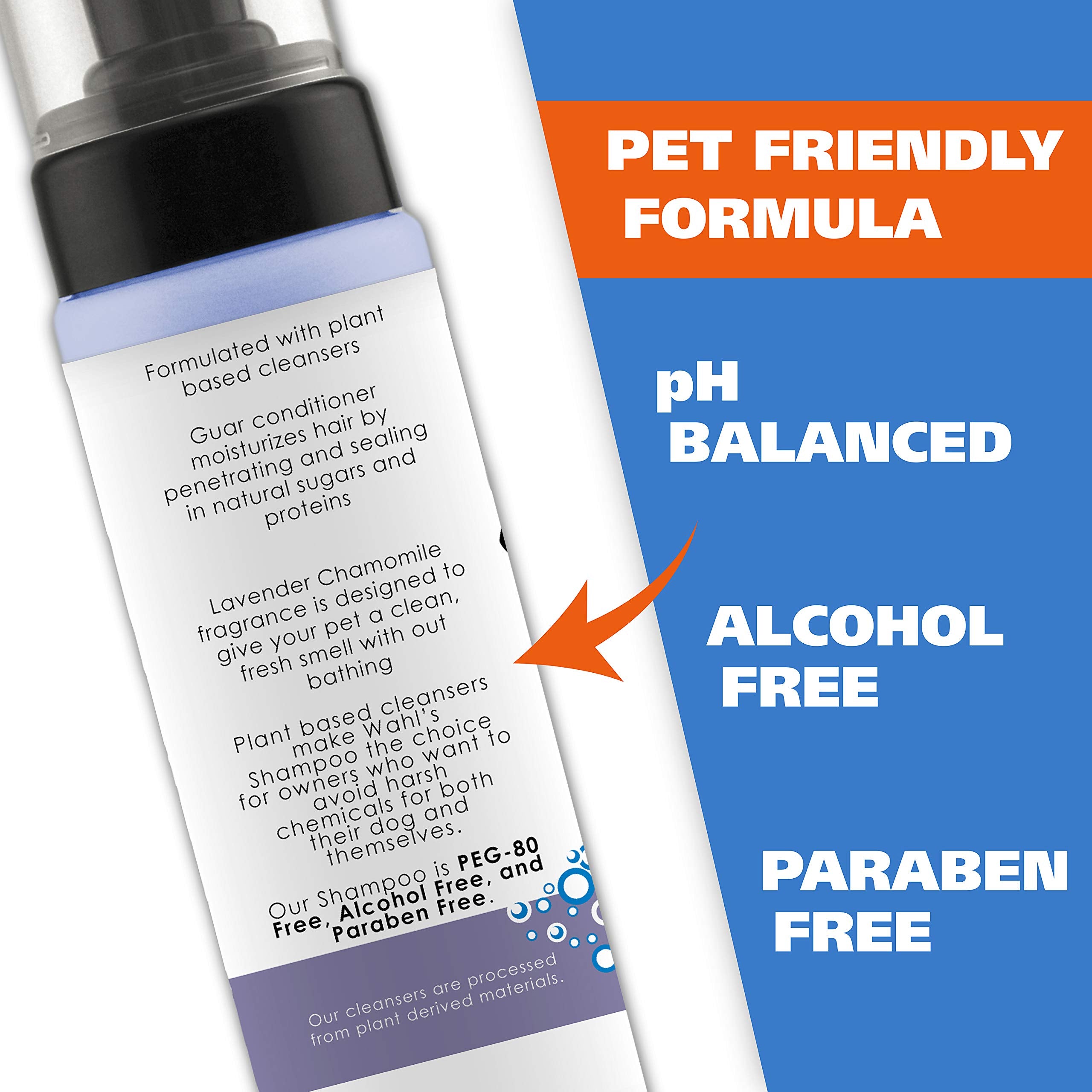 Wahl Usa Pet Friendly Waterless No Rinse Shampoo For Animals – Lavender & Chamomile For Cleaning, Conditioning, Detangling, & Moisturizing Dogs & Cats – 7.1 Oz - Model 820014A