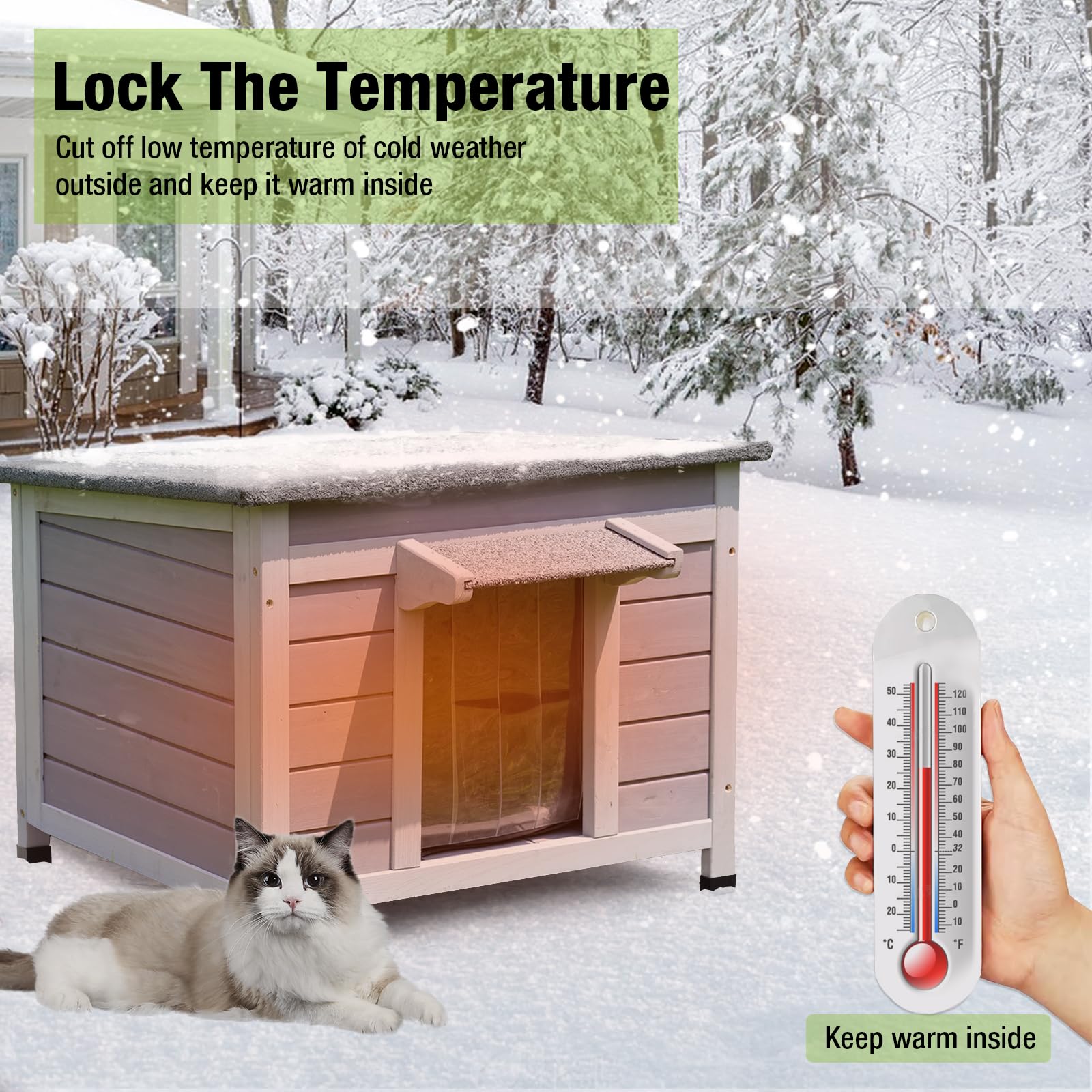 Outdoor Cat House With Insulated Liner Weatherproof Feral Cat Shelter For Winter