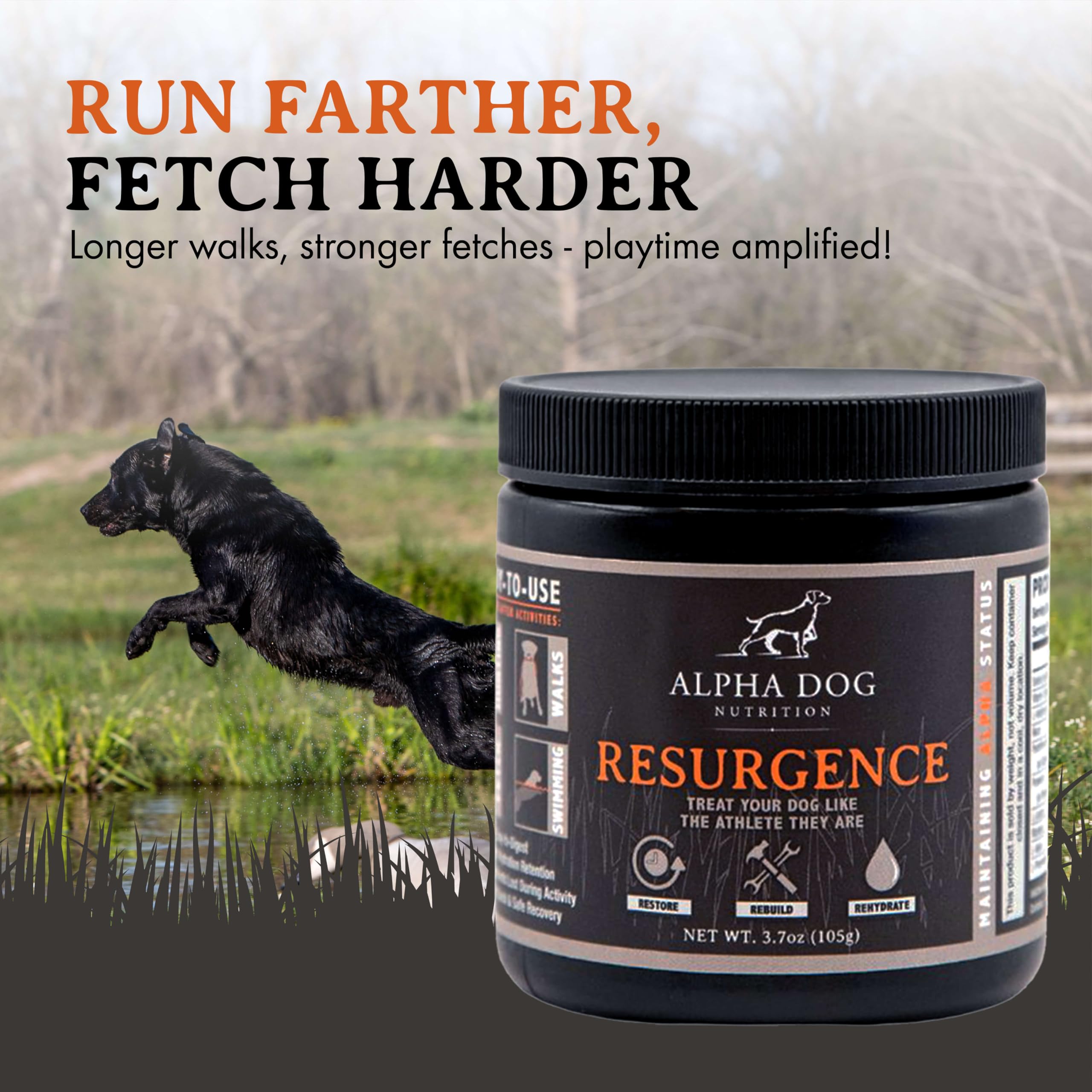 Alpha Dog Nutrition Resurgence Dog Electrolytes - 800 Servings Beef Flavor Hydration & Recovery Supplement