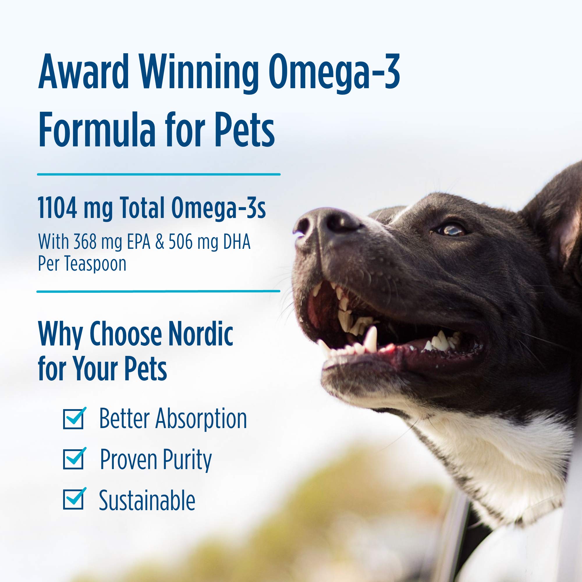 Nordic Naturals Pet Cod Liver Oil, Unflavored - 8 oz - 1104 mg Omega-3 Per Teaspoon - Fish Oil for Dogs with EPA & DHA - Promote