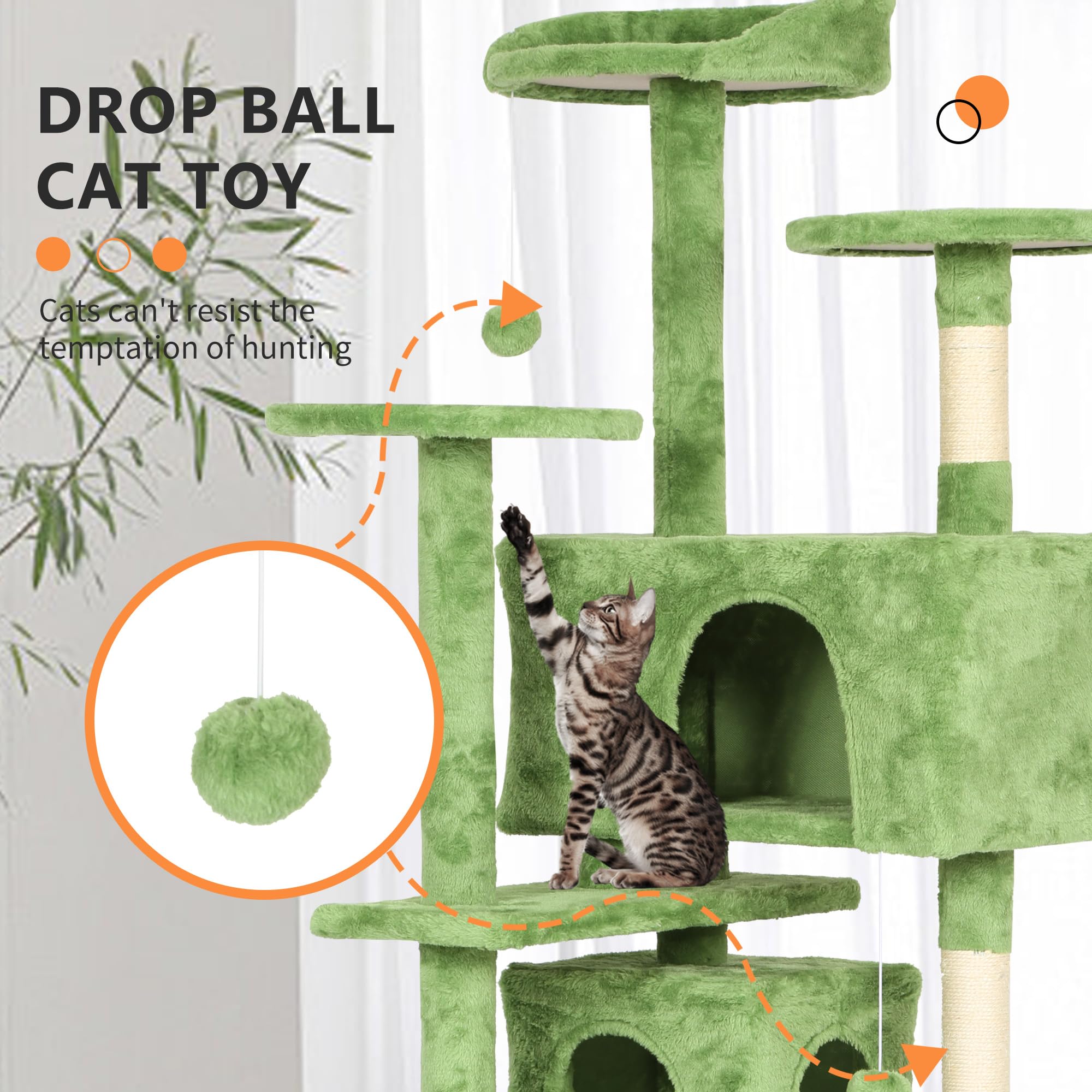 BestPet 70in Cat Tree Tower for Indoor Cats,Multi-Level Cat Furniture Activity Center with Cat Scratching Posts Stand House Cat