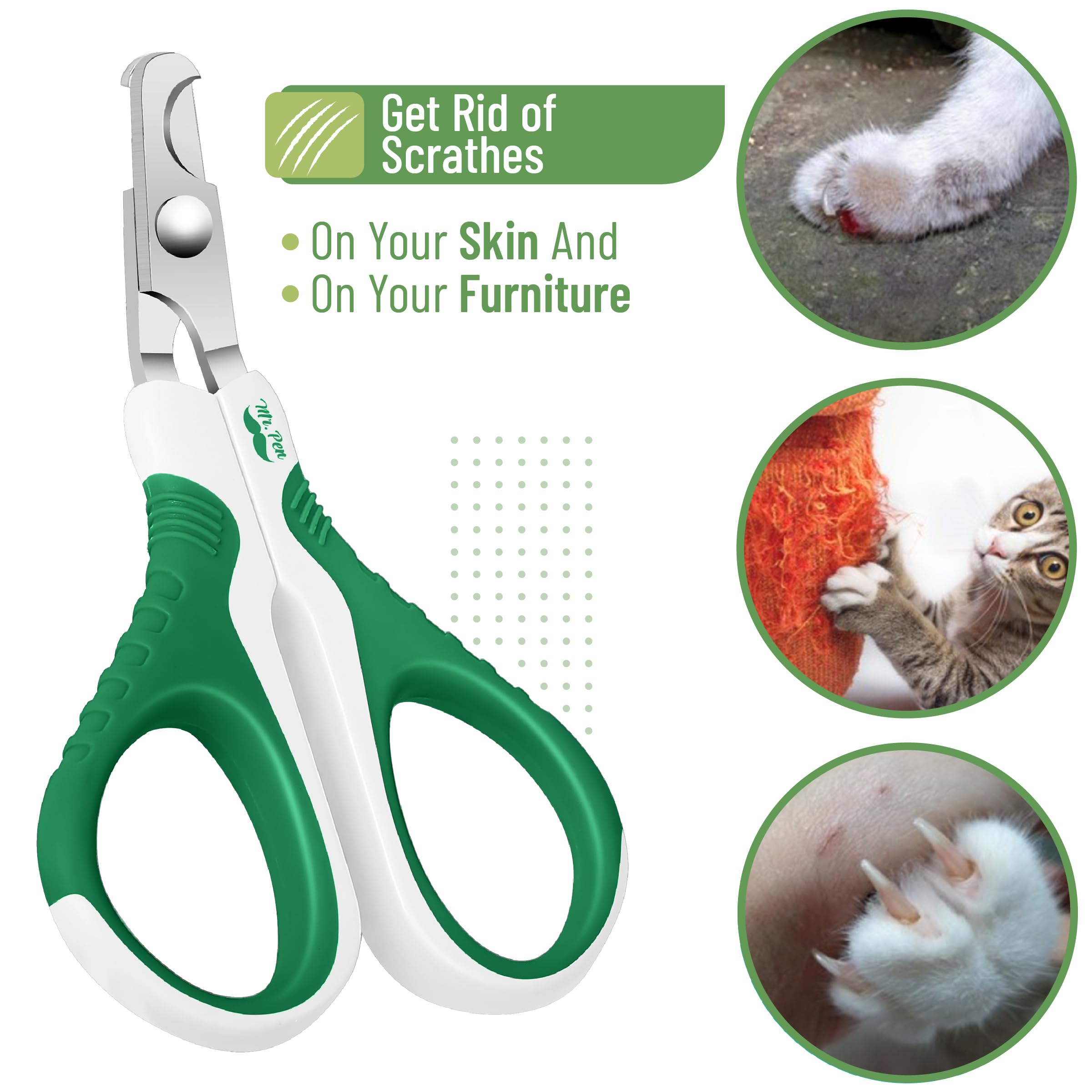 Mr. Pen- Cat Nail Clipper, Green & White Cat Nail Trimmer, Cat Nail Clippers, Cat Claw Clippers, Cat Clippers For Nails, Pet Nail Clippers, Kitten Nail Clipper, Small Dog Nail Clipper Cat Claw Trimmer