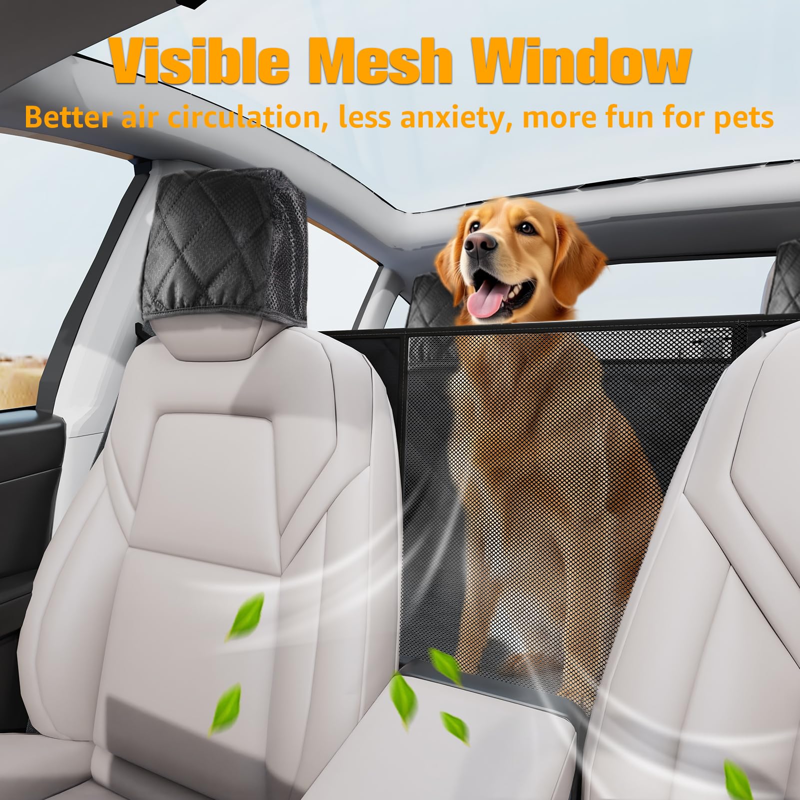 Peticon Dog Seat Covers For Tesla Model 3 & Y Back Seat With 2 Pack Door Protectors, 100% Waterproof Dog Hammock For Tesla With