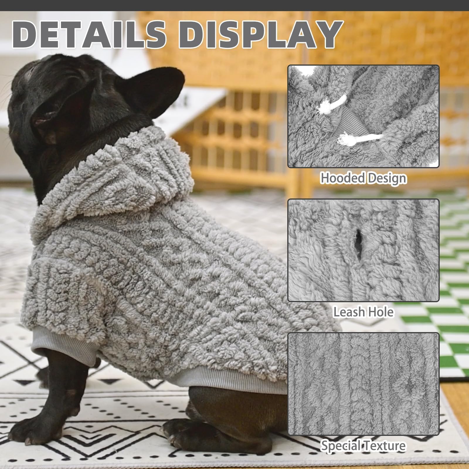 Kooltail Fleece Dog Sweater Hoodie For Small Medium Large Dogs - Super Soft Fall Dog Clothes Knitted Sweatshirt With Leash Hole,