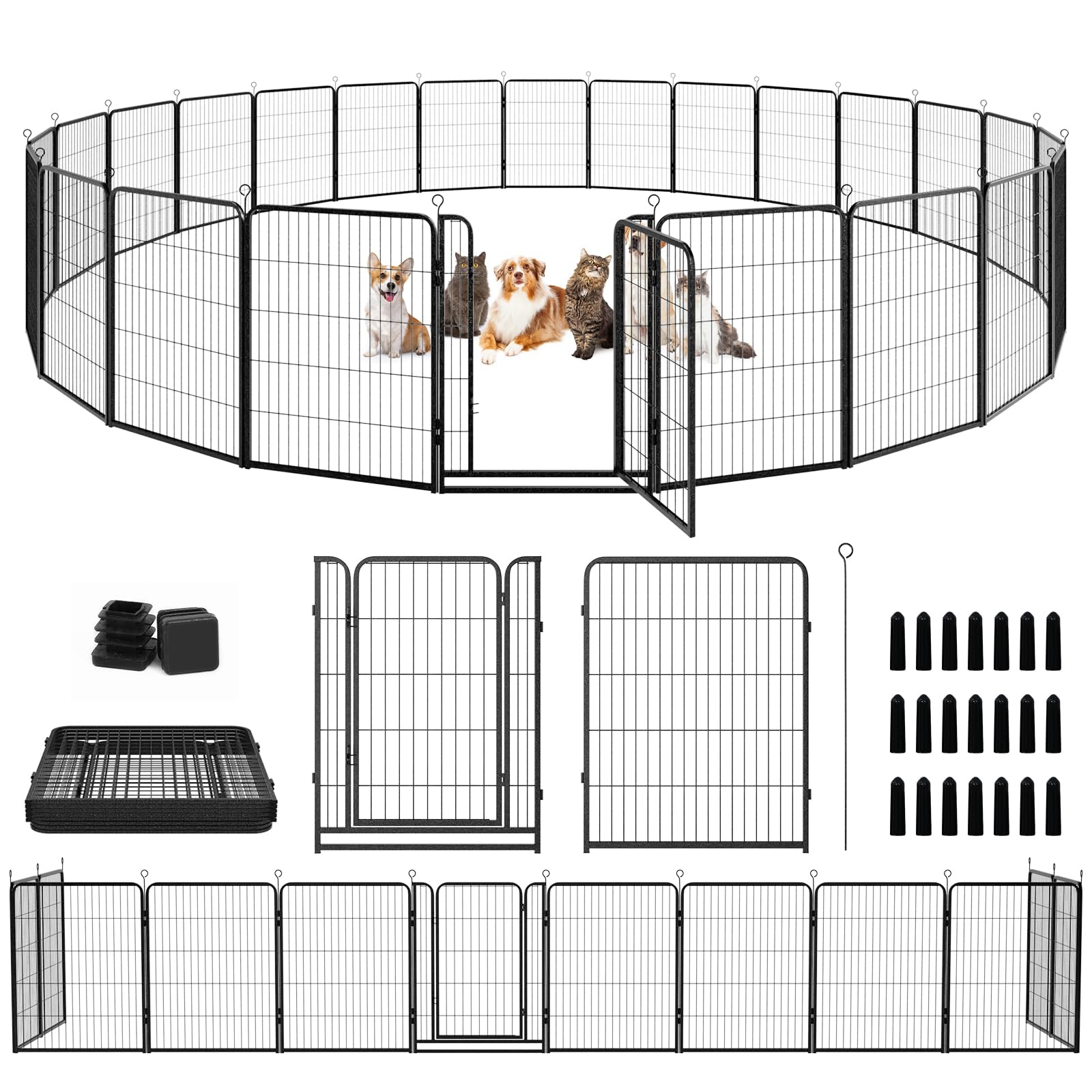 Kfvigoho Dog Playpen Outdoor Extra Wide 24 Panels Heavy Duty Dog Fence 40' Height Anti-Rust With Doors Portable For Rv Camping 