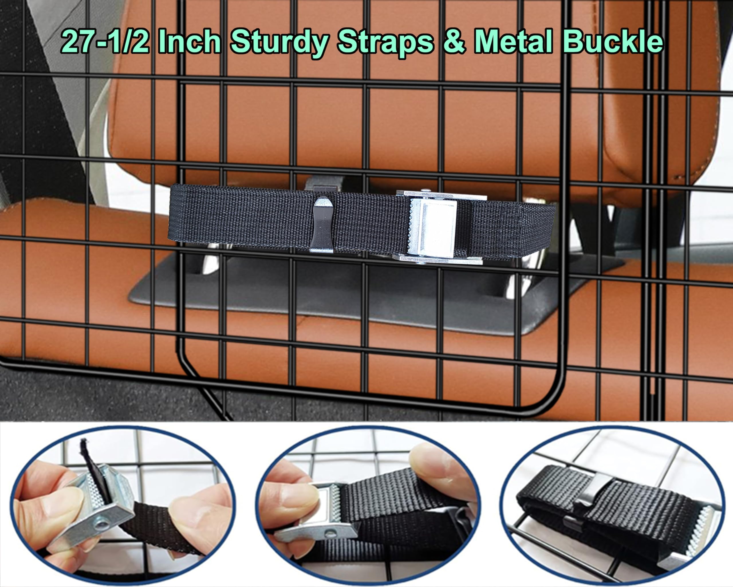 C CASIMR Dog Car Barrier - Adjustable Pet Divider for SUVs & Cars, 38-61.9in, Heavy-Duty Wire Mesh, Black, Model DCB102A