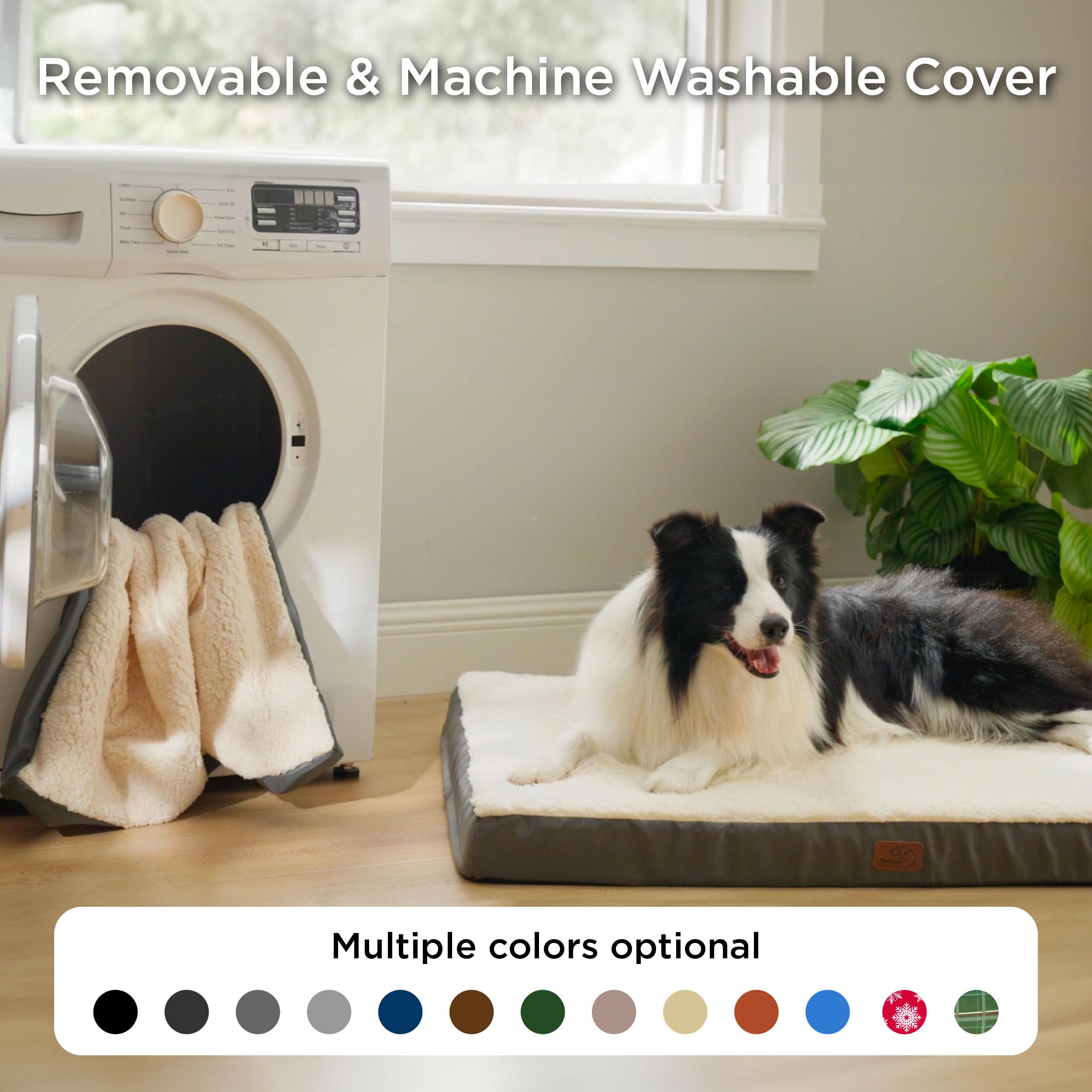 Bedsure Dog Bed Large Sized Dog - Orthopedic Waterproof Pet Beds With Removable Washable Cover, Egg Crate Foam Puppy Mat, Suitab