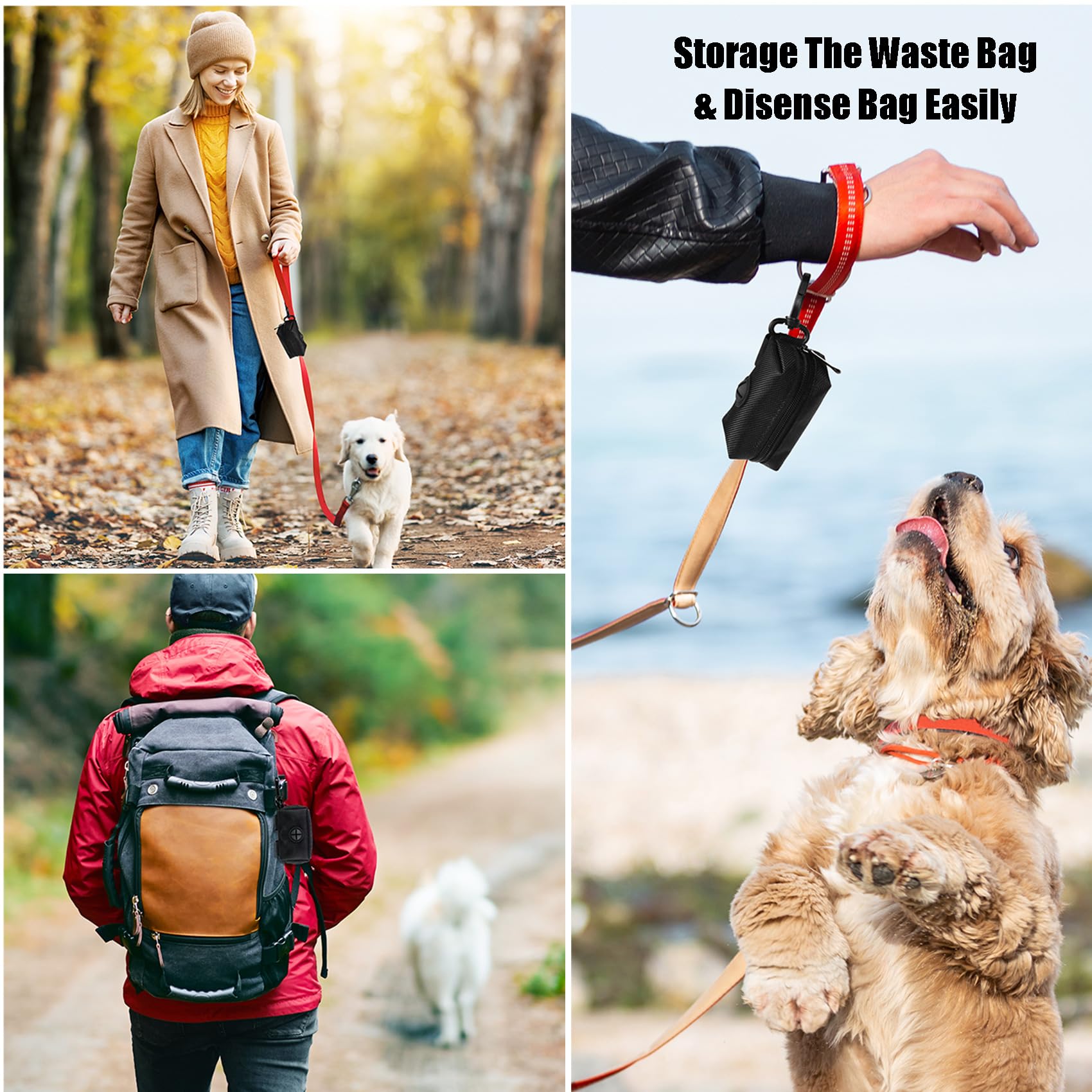 Dog Waste Bag Dispenser Pet Poop Bags Holder For Doggie Waste Bags Dispensers Soft Fabric Zipper Small Doggy Puppy Pouch For Lea