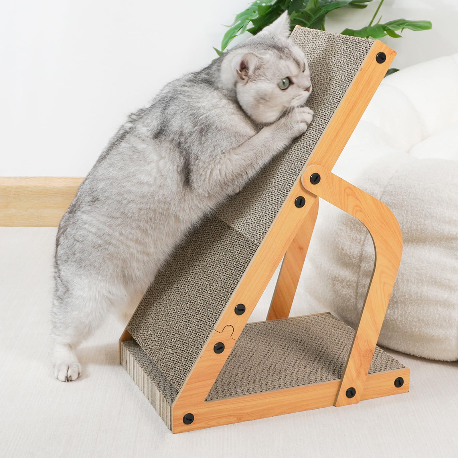 Uuig Cat Scratcher, Cardboard Cat Scratchers For Indoor Cats, 22.4 X 9.8 Inches Cat Scratching Board, Ramp L Shape Cat Scratch P