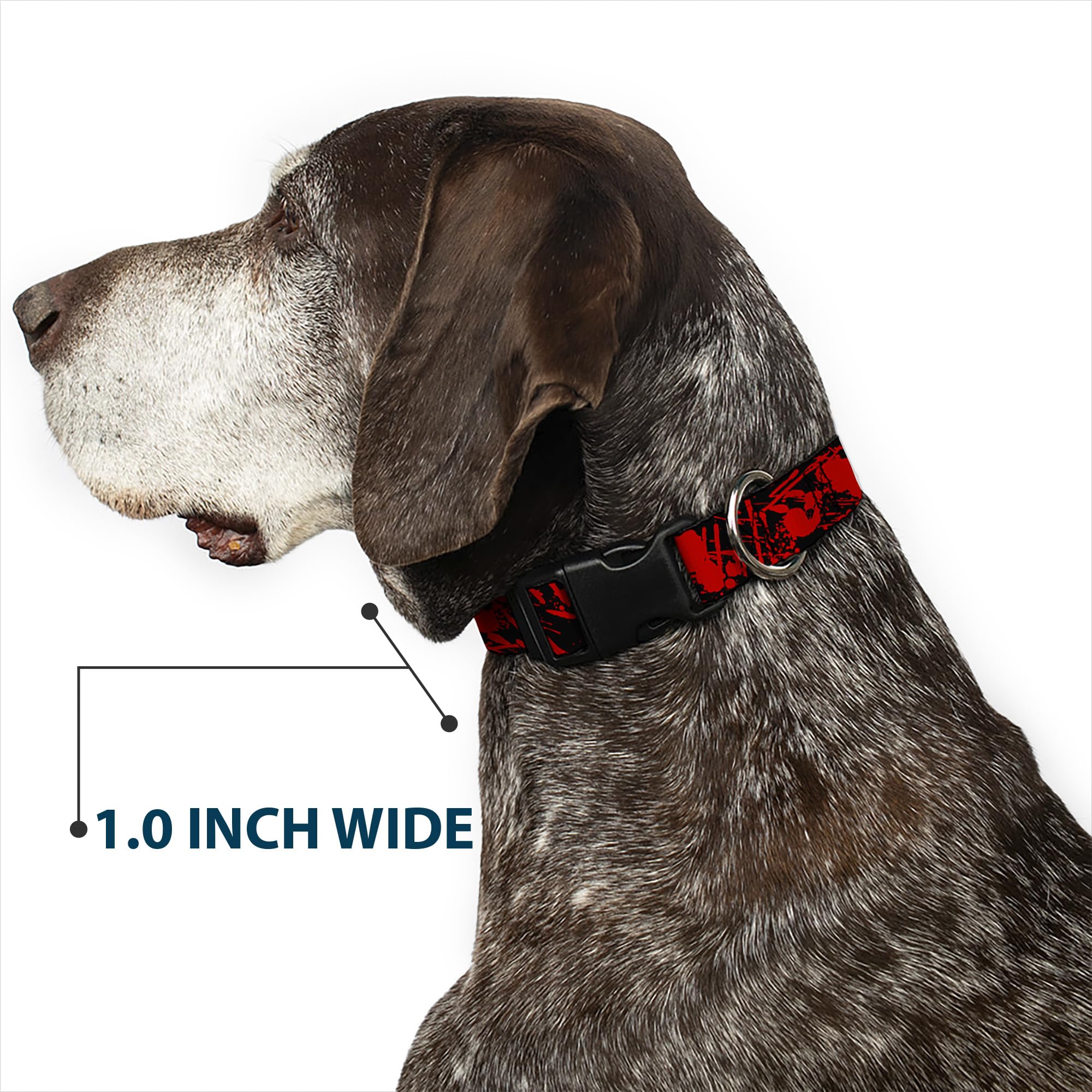Buckle-Down 16-23 Splatter Black/Red Plastic Clip Collar, Wide Medium