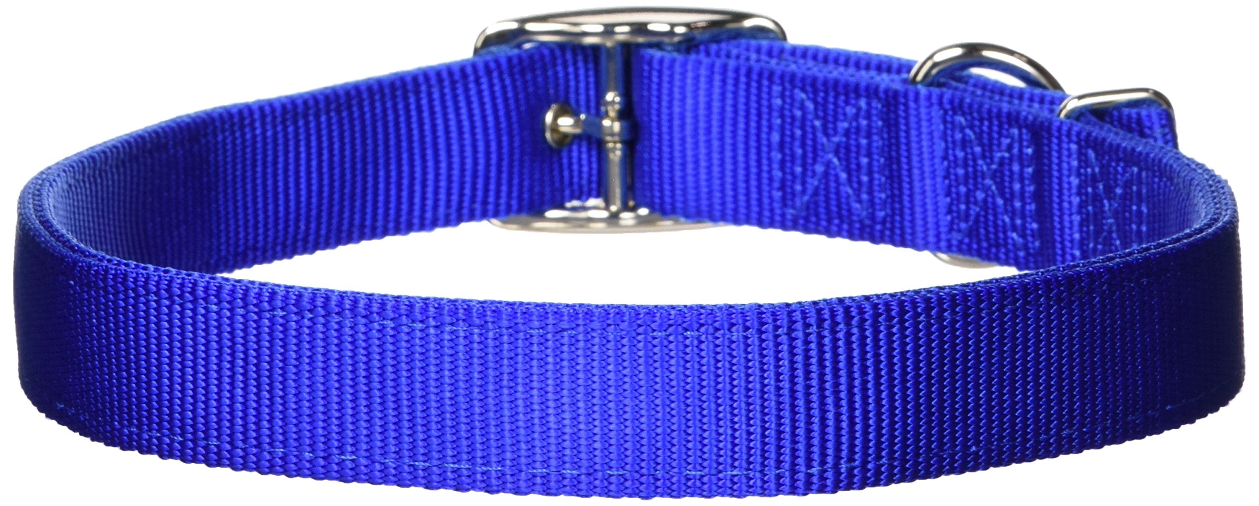 Hamilton Double Thick Nylon Deluxe Dog Collar, 1-Inch by 28-Inch, Blue