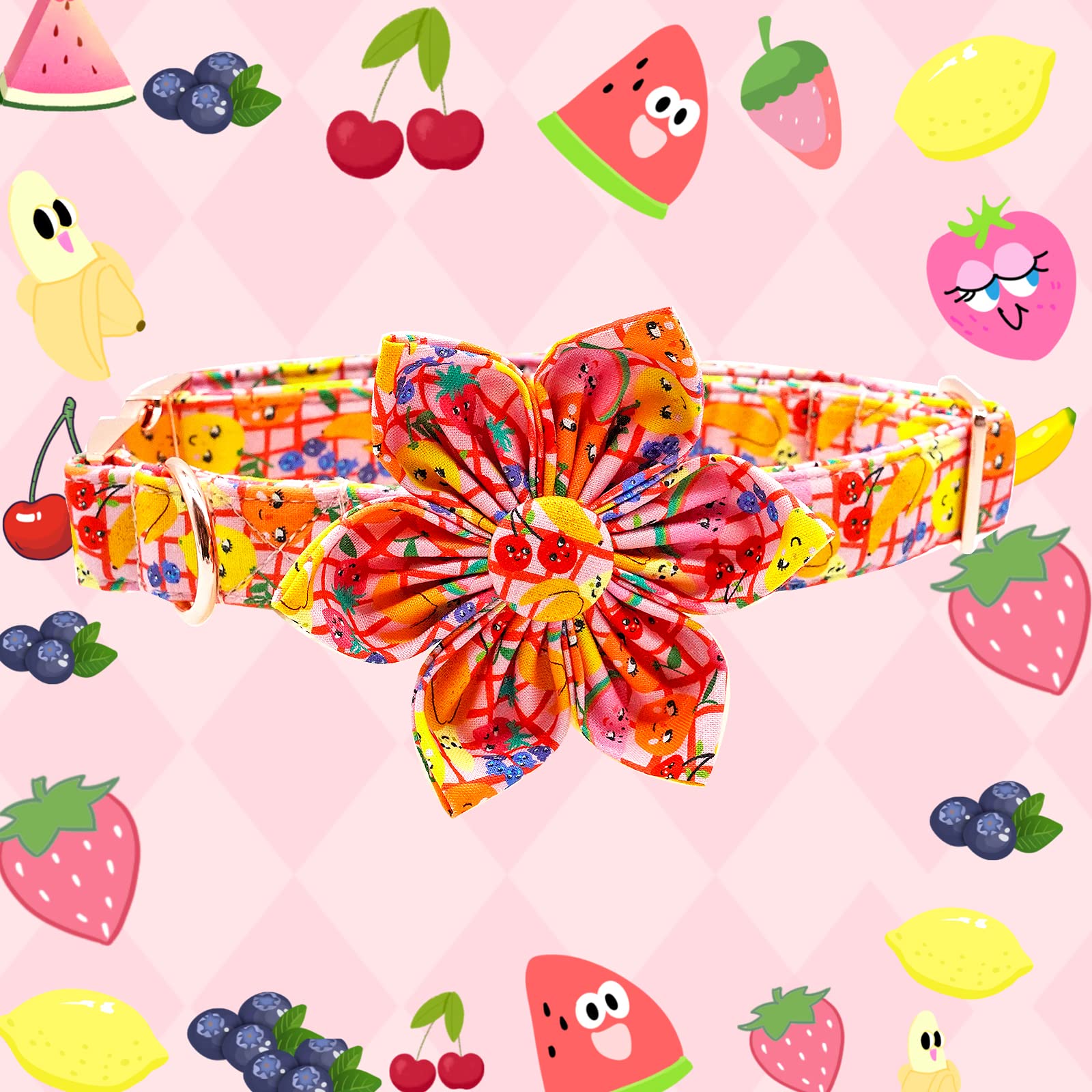 Elegant little tail Dog Collar, Girl Dog Collar with Flower for Small Medium Large Dogs Summer Dog Collar Flower Collar