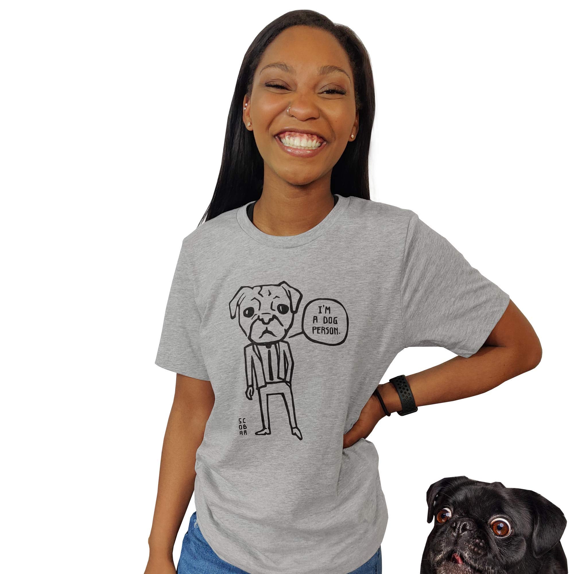 Cat/Dog Person T-Shirt (Dog Grey, Small)