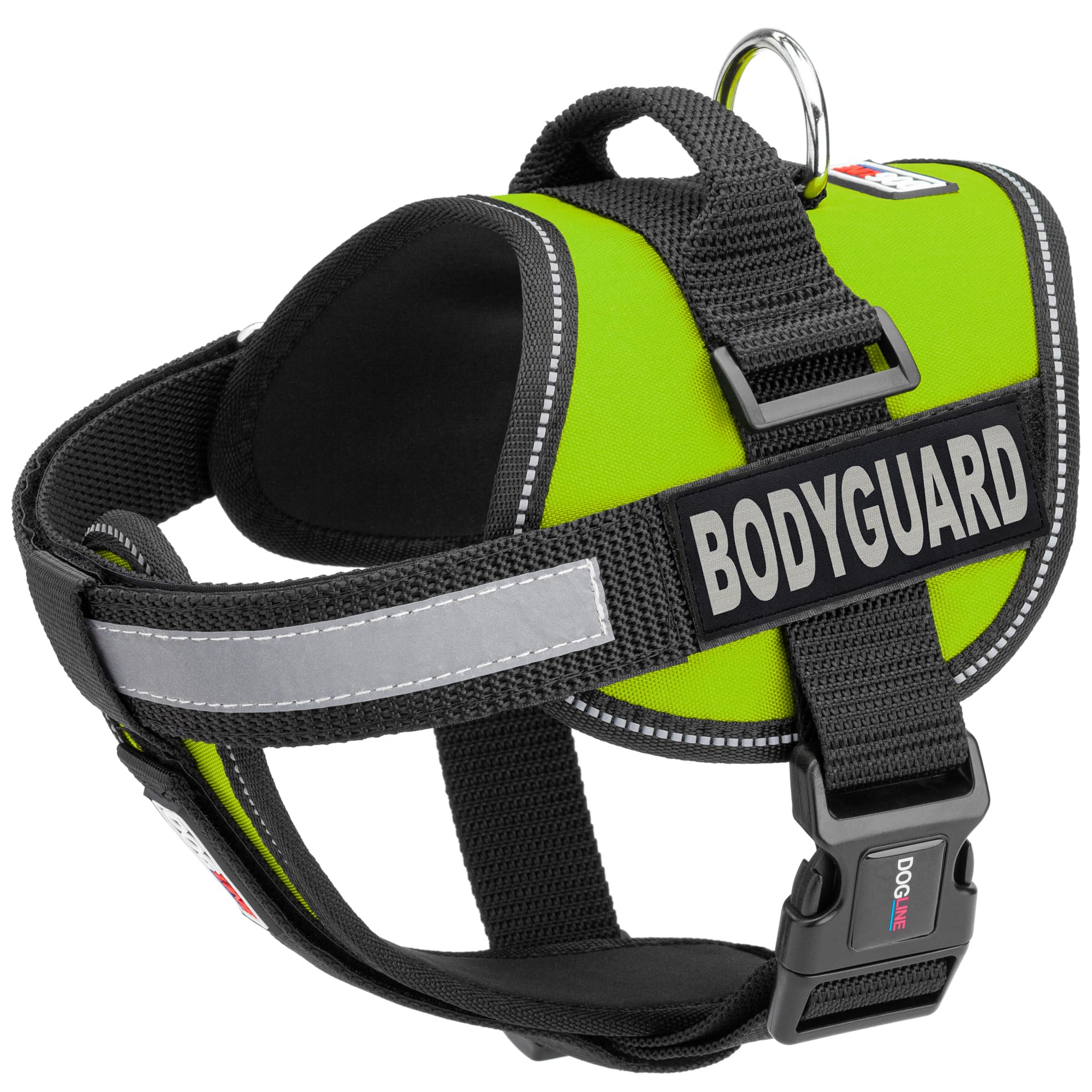 Dogline Unimax Multi-Purpose Vest Harness for Dogs and 2 Removable Bodyguard Patches, X-Large, Green