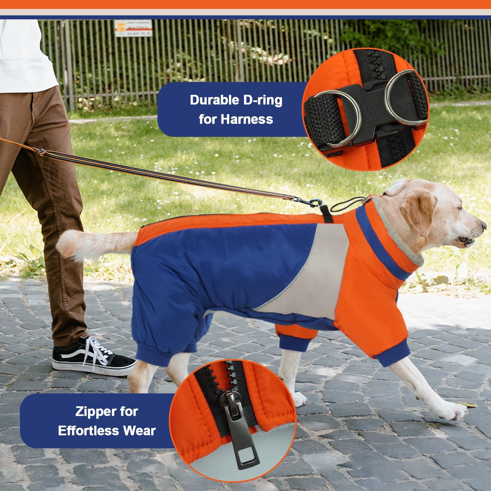 Kuoser Fullbody Dog Coat - Large Dog Winter Coat With Built-In Harness, Reflective Jacket, Snowsuit For Shiba Inu, French Bulldo