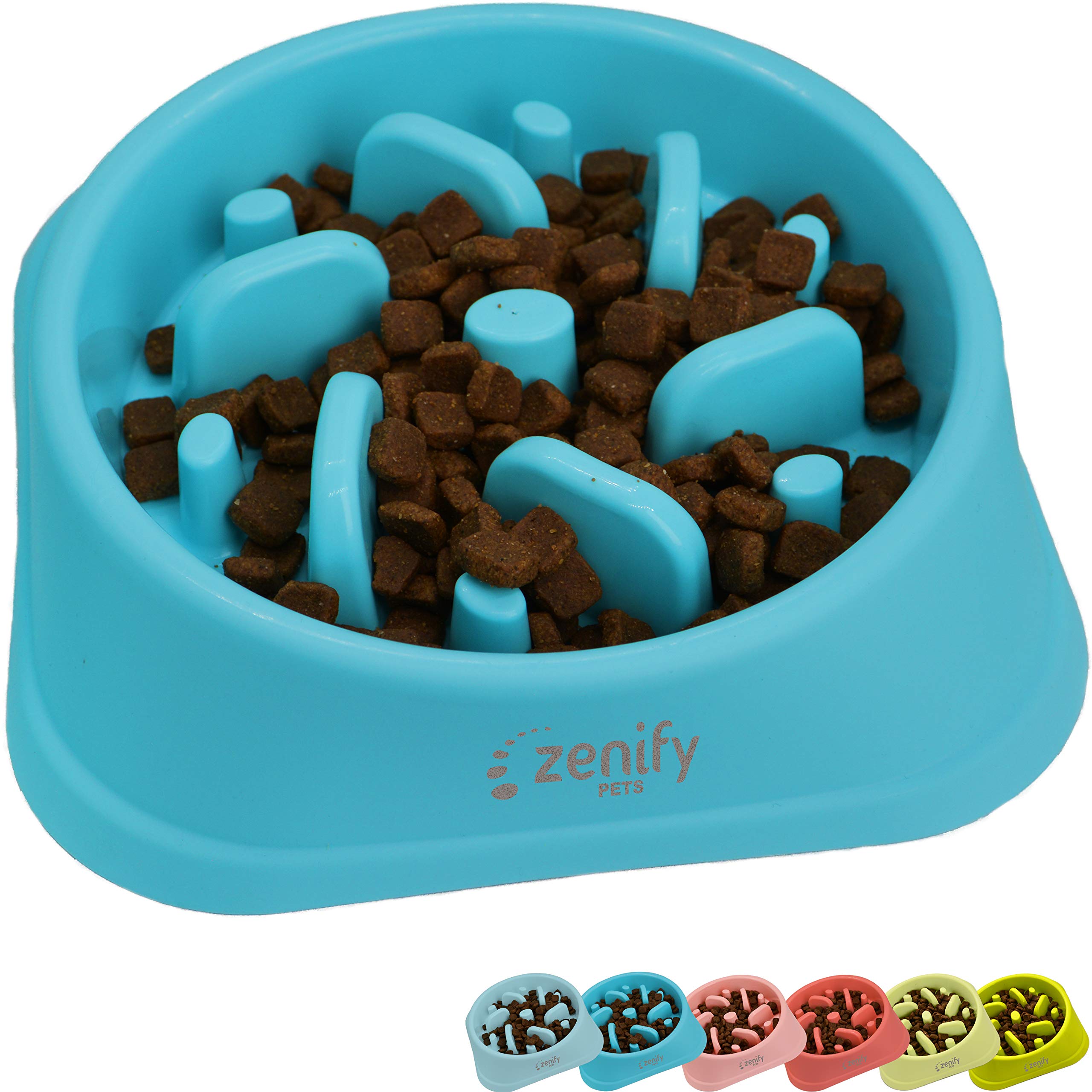 Zenify Dog Bowl Slow Feeder  Large 500Ml Healthy Eating Pet Interactive Feeder With AntiSkid NonSlip Grip Base To Reduce Over