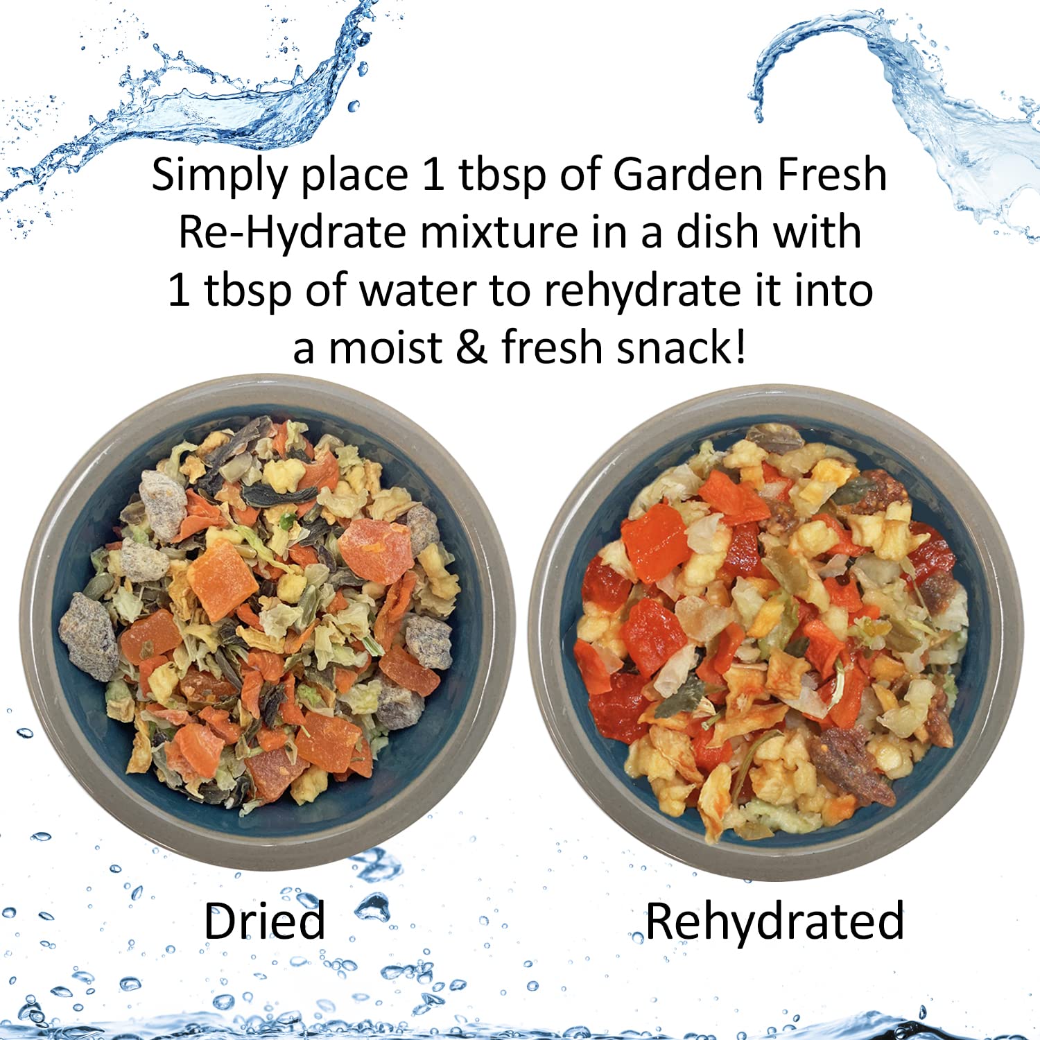 Exotic Nutrition Garden Fresh Re-Hydrate - High Calcium Dried Fruit & Vegetable Mix - for Sugar Gliders, Marmosets, Parrots, Con