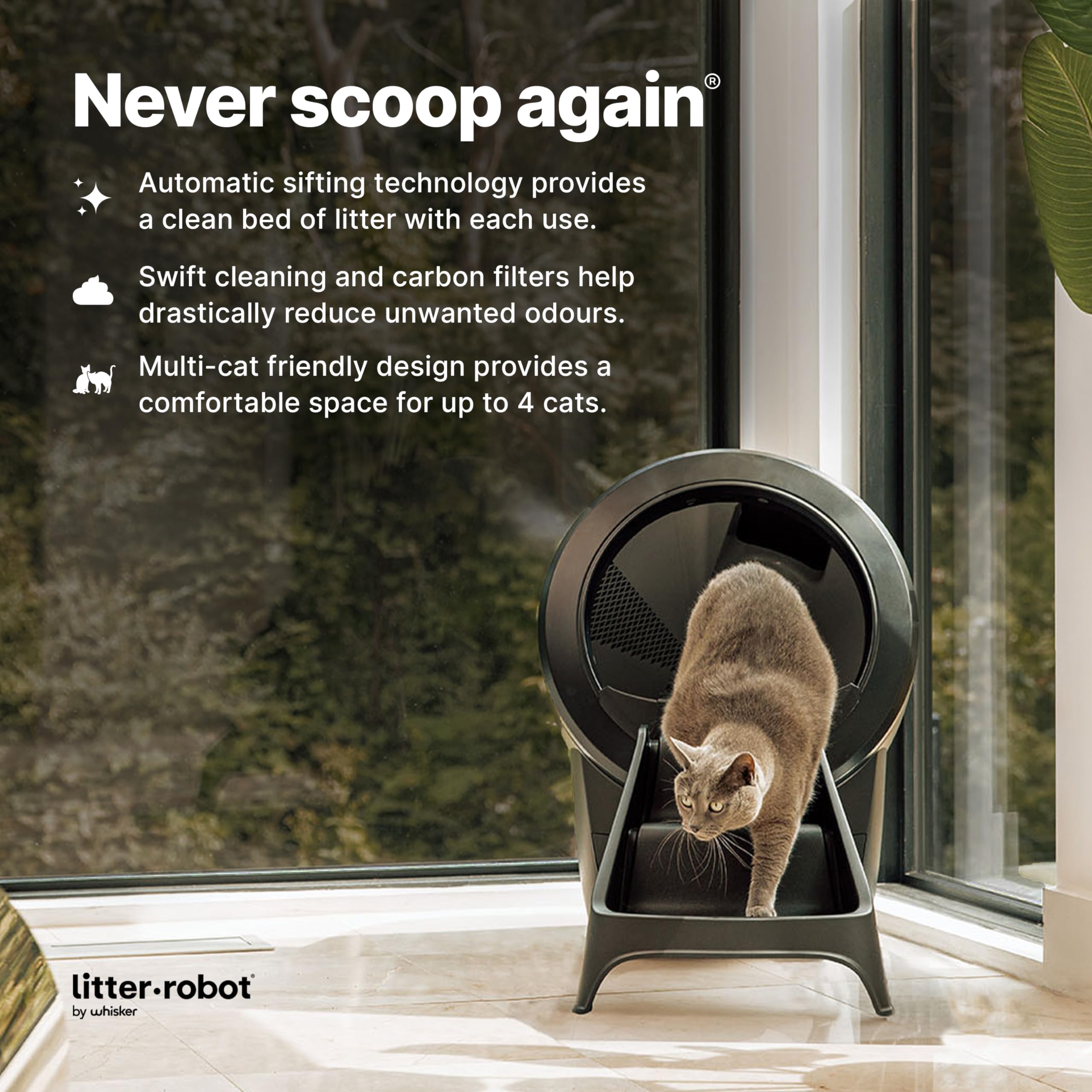 Litter-Robot 4 Ramp by Whisker, Black - Cat Ramp for Litter Box, Custom Fit for Litter-Robot 4, Non-Slip Rubber Feet, Suitable f