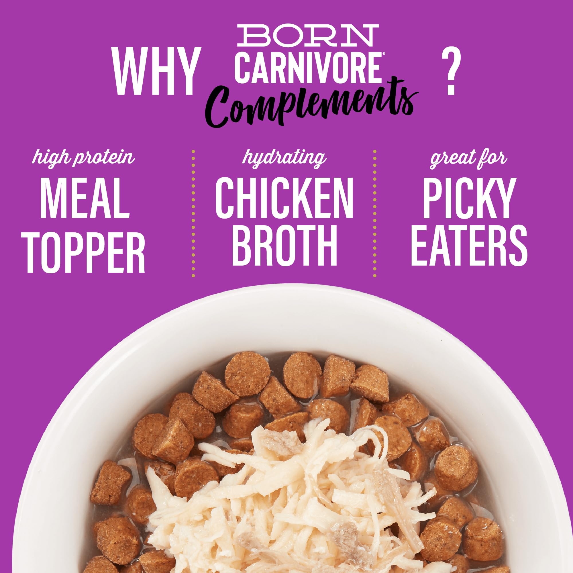 Tiki Cat Born Carnivore Complements Wet Cat Food Topper, Chicken & Duck 2.1 oz. Pouch (12 Count)