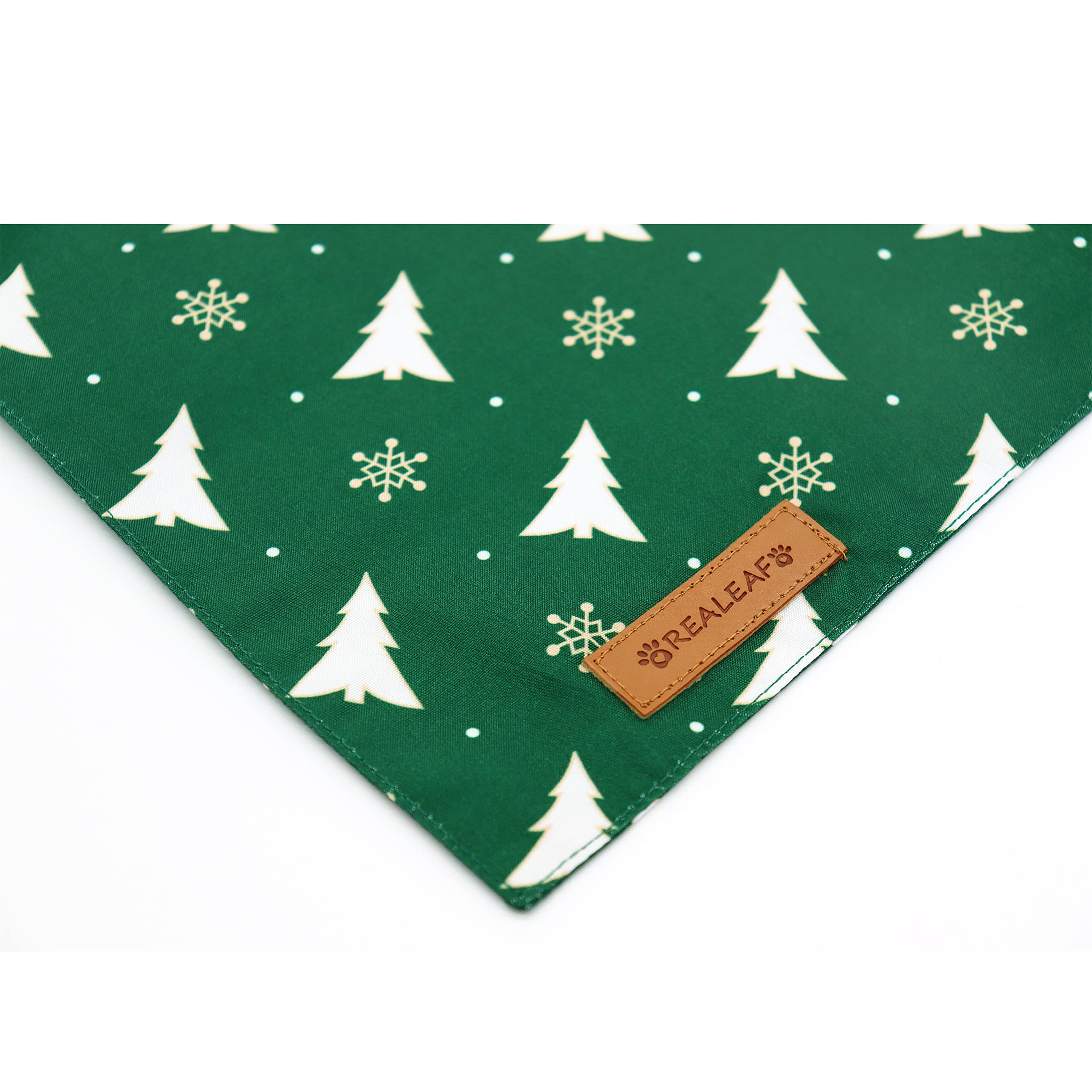 Realeaf Christmas Dog Bandanas 2 Pack, Christmas Tree And Santa Claus Dog Scarf For Boy And Girl, Premium Durable Fabric, Holiday Bandana For Small Medium Large And Extra Large Dogs (X-Large)