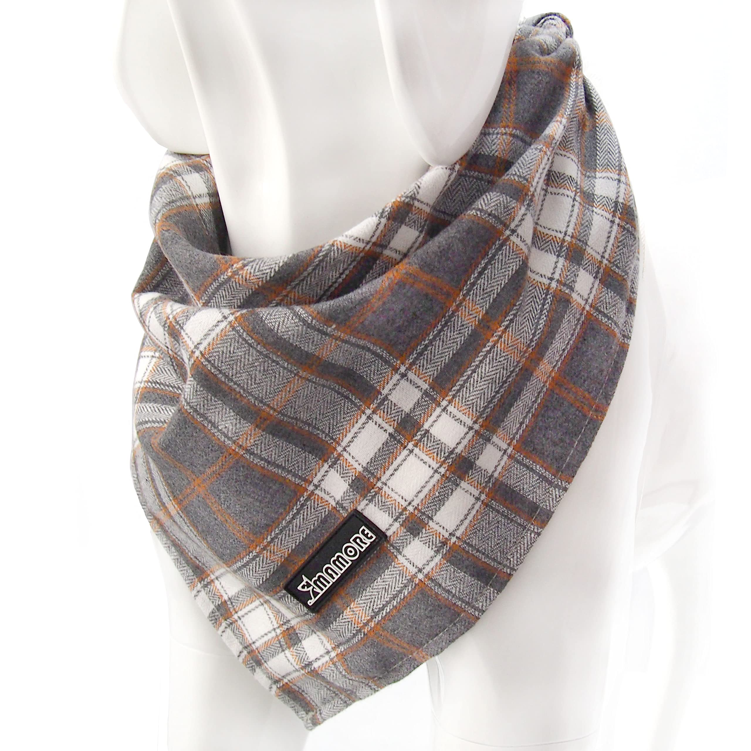 Soft Washable Plaid Bandanas For Dogs And Cats,Adjustable Triangle Bib Comfortable Scarfs For Girl Boy Dogs Puppies (Grey, Large
