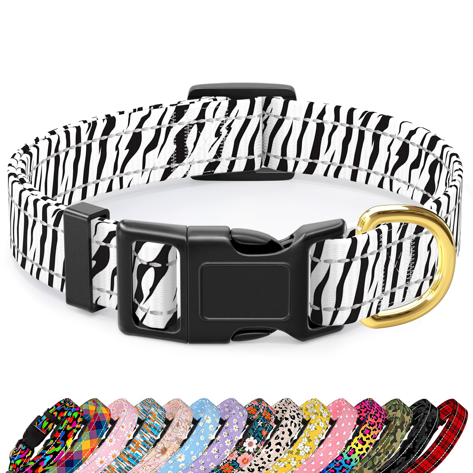 Tmoodel Reflective Dog Collar For Small Dogs Cats, Cute Boho Adjustable Heavy-Duty Nylon Puppy Collar For Boy And Girl Female, S