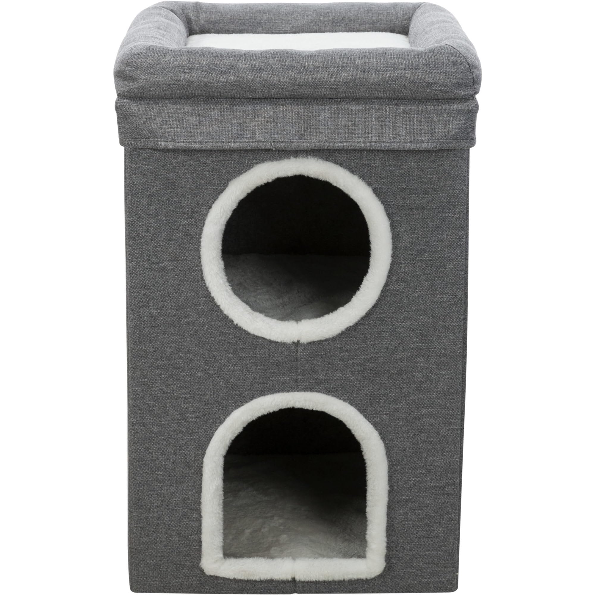 Trixie Saul Cat Condo | 2-Story Condo Tower | Scratching Surface | Foldable For Easy Storage | Gray