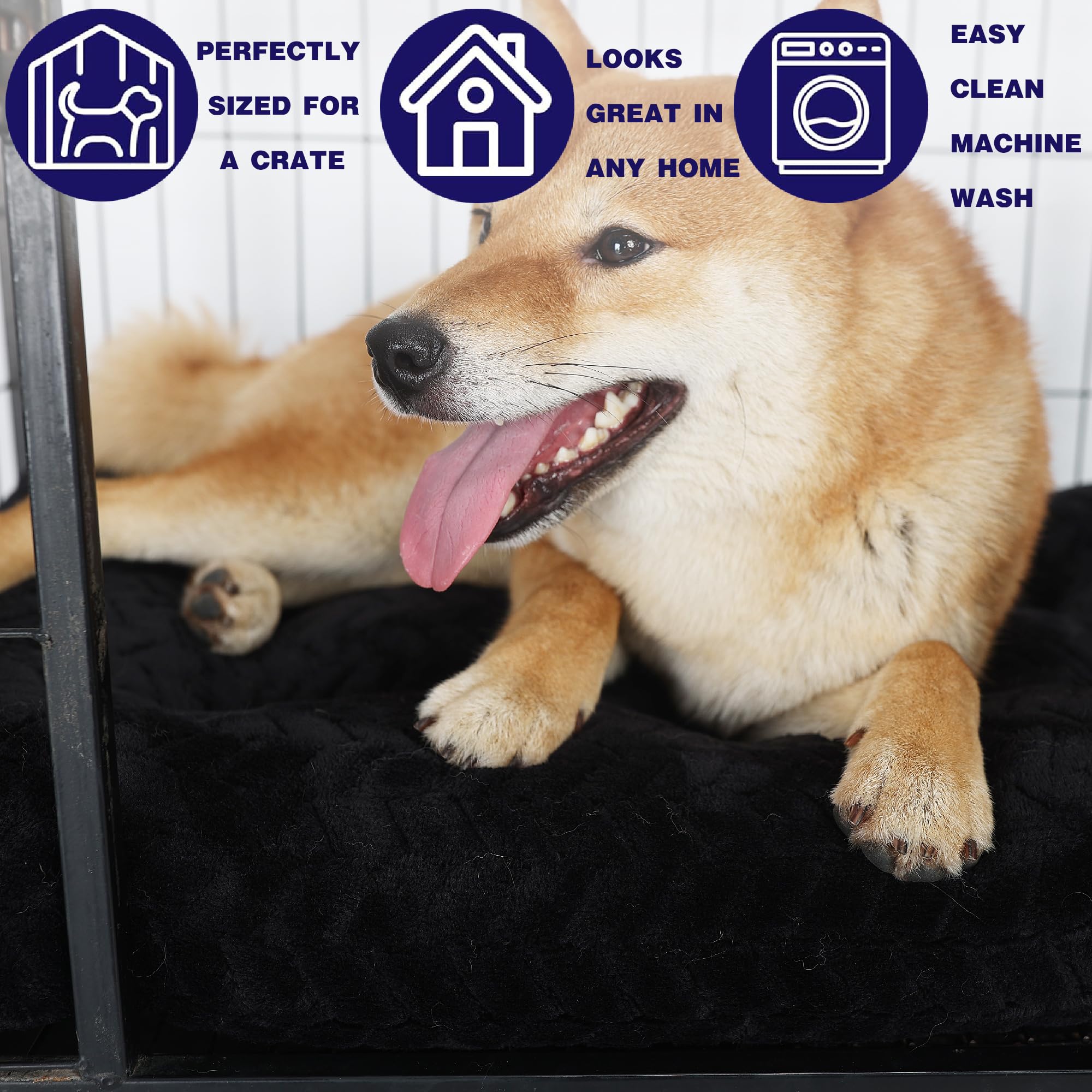 Necesitar 30 Inch Dog Crate Bed For Medium Dogs Washable Black Soft And Fluffy Crate Mats For Dog Cages Up To 40 Lbs Pet Bed Mat