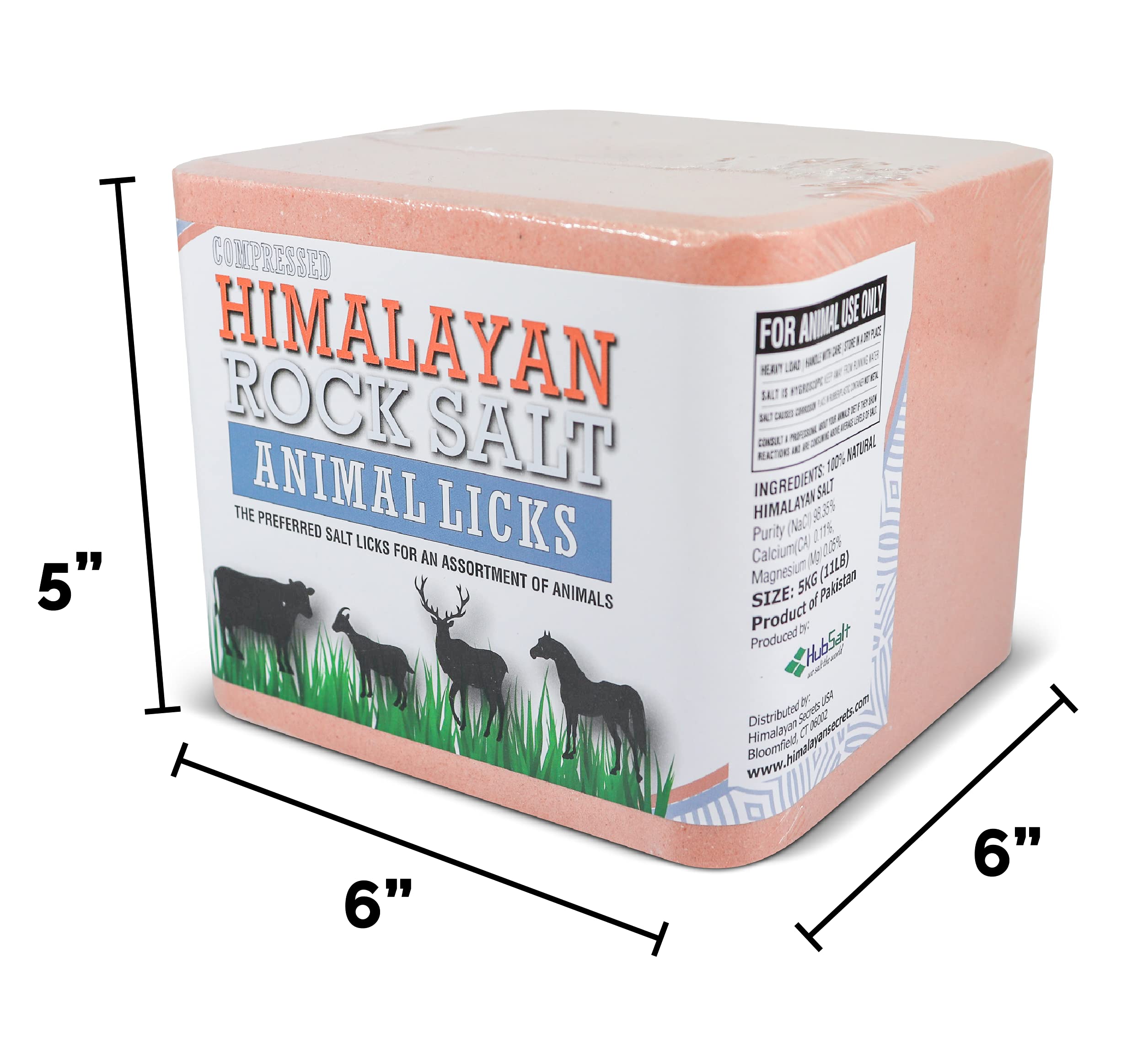 Himalayan Secrets® Compressed Pink Himalayan Salt Lick for Livestock - 11LB (5KG) Natural Feed Salt Block