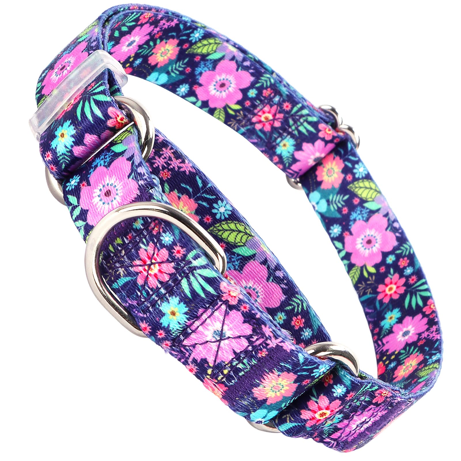 Martingale Collar For Dogs, Adjustable Soft Nylon Dog Collars With Special Design Flower Patterns For Small Medium Large Dog(M)