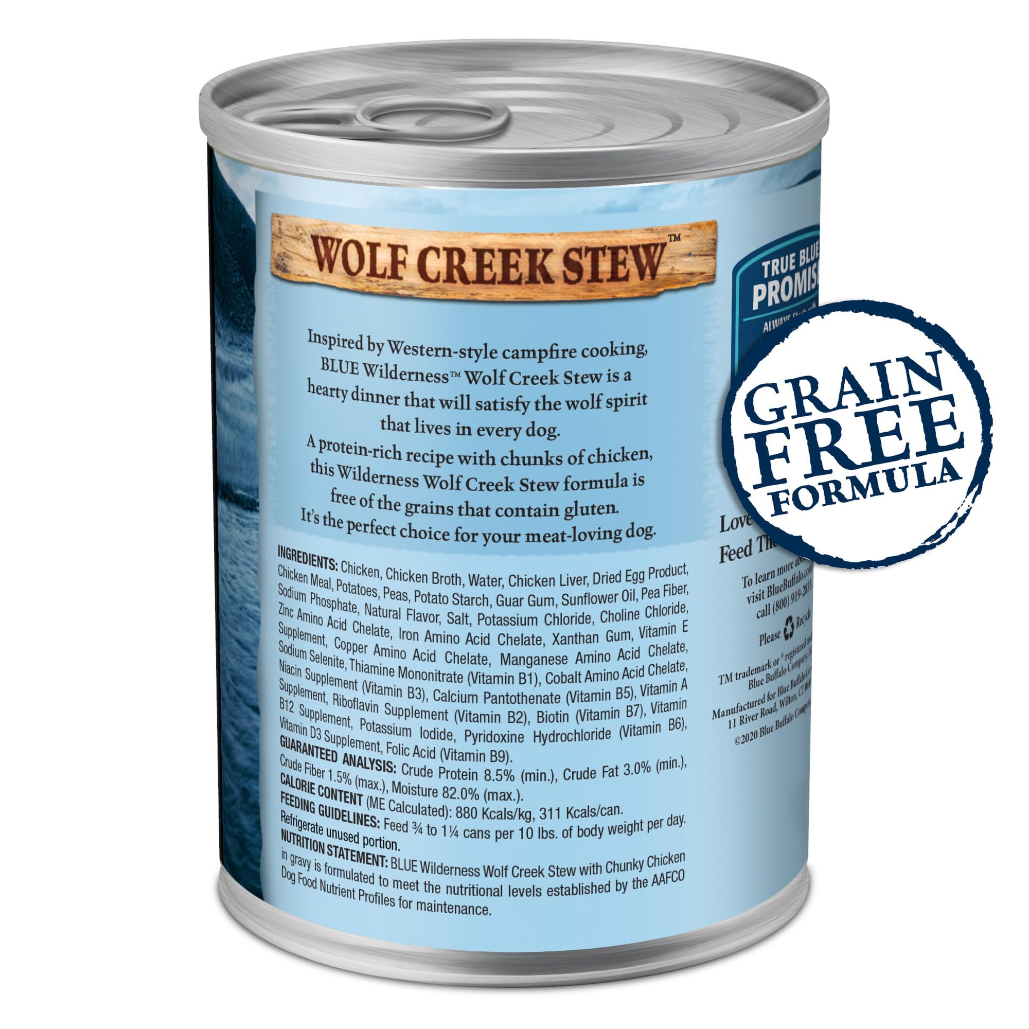 Blue Buffalo Wilderness Wolf Creek Stew High Protein, Natural Wet Food for Dogs, Hearty Chicken Stew in Gravy, 12.5-oz cans, 12