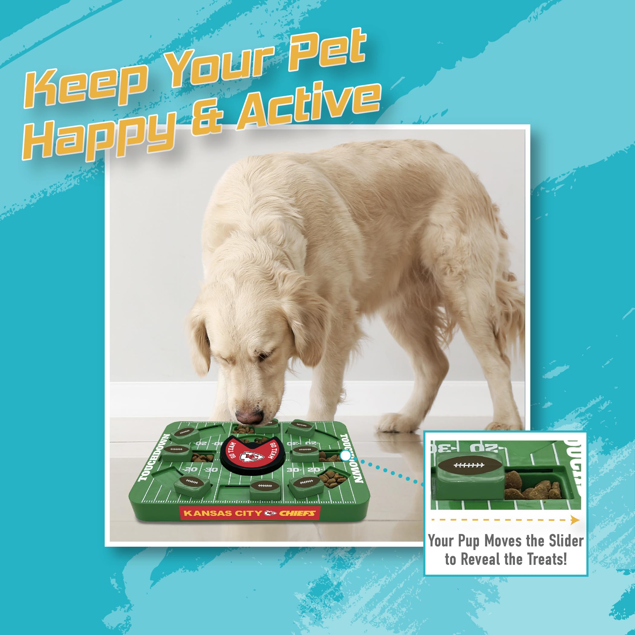 Pets First Kansas City Chiefs Large Puzzle Puzzle Toy, New Size, Interactive Slow Feeding Toy